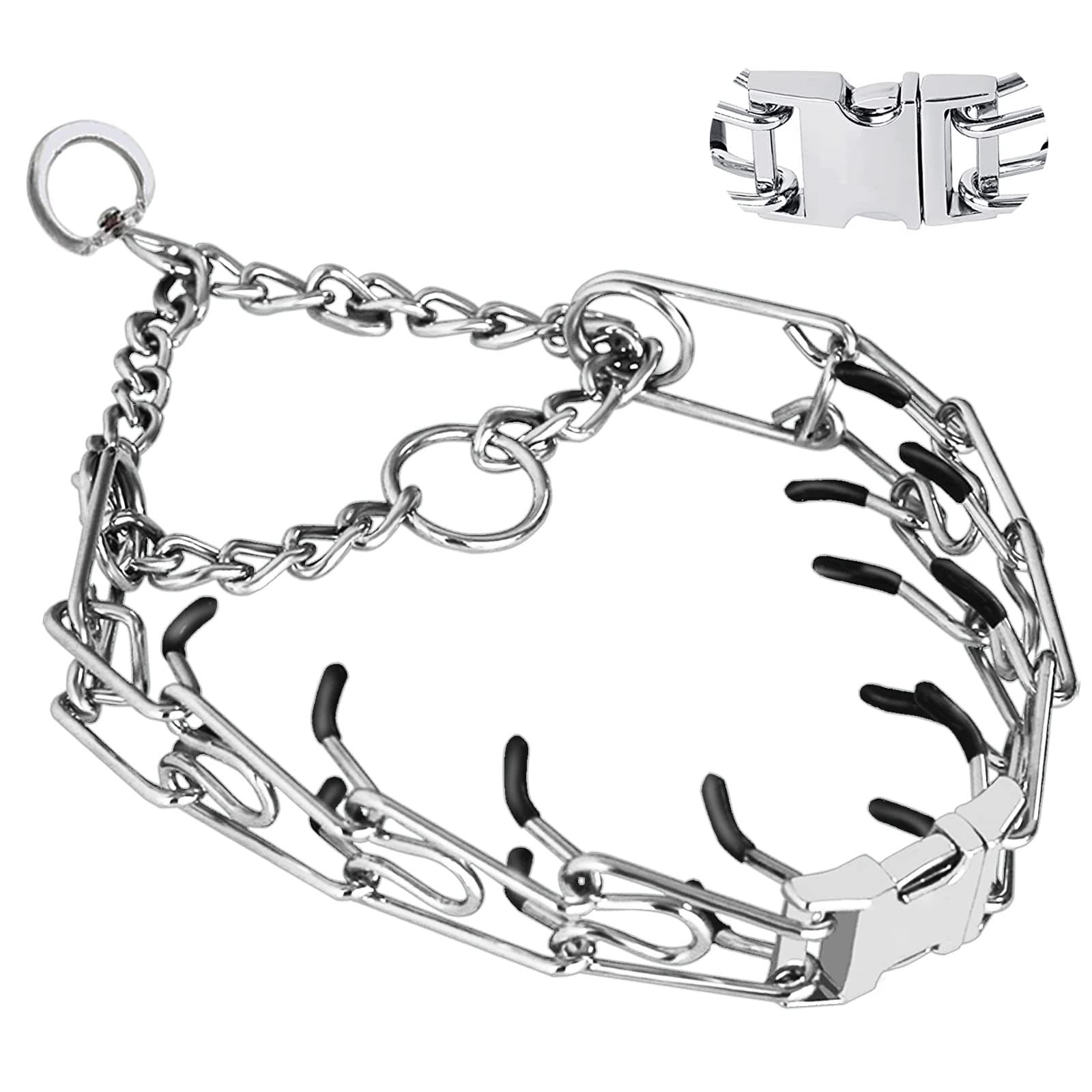 Dog No Pull Collar, Adjustable Size with Quick Release Buckle Dog Collar for Small Medium Large Dogs (with Extra Link and Caps)