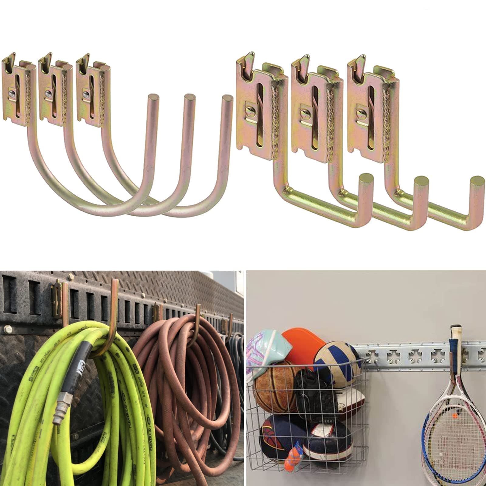 6 Pack E-Track J-Hooks Heavy Duty Storage Hooks, Steel, 400 pounds Weight Capacity, for Trailer, Truck, Cargo Van, Warehouse, Dock