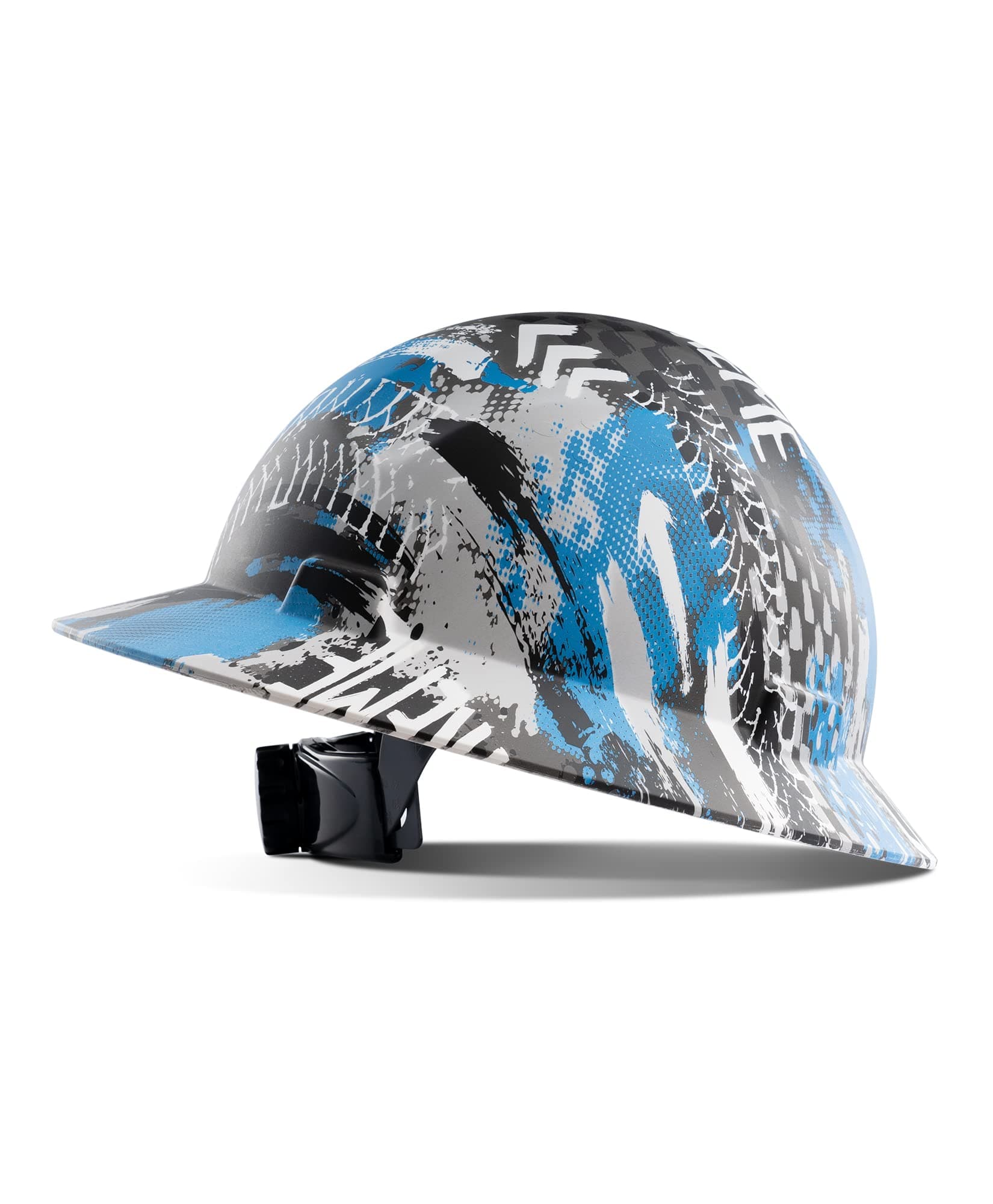 LANON Full Brim Hard Hat, OSHA Construction Work Approved, Premium Blue Pattern Design, FRP Safety Helmet with 4 Point Adjustable Ratchet Suspension, Class C