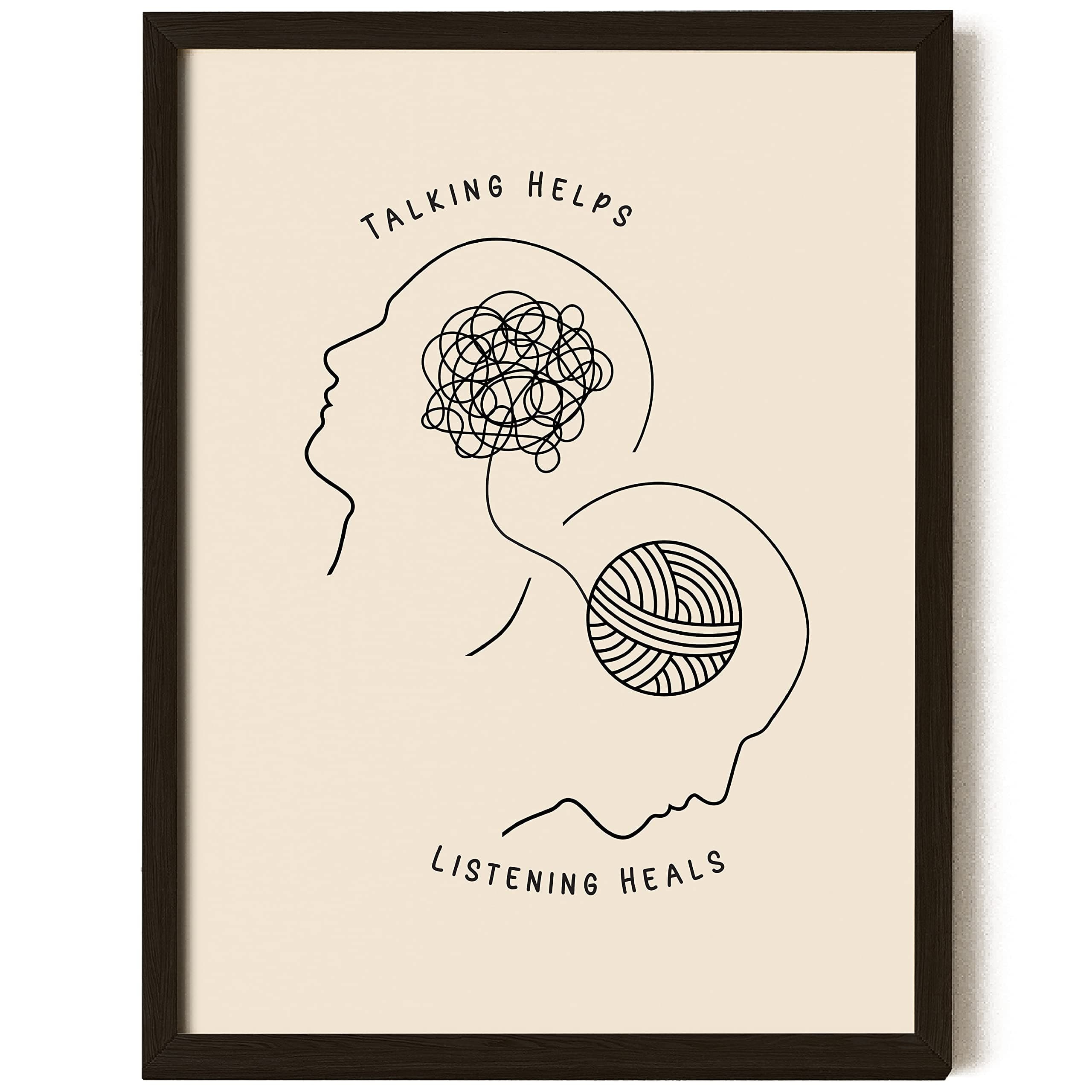 EXCOOL CLUB Therapy Office Decor Mental Health Posters - 12x16 Counseling Wall Art for Therapist Office Decor, Boho Talking Helps Poster for School Counselors Supplies (UNFRAMED)