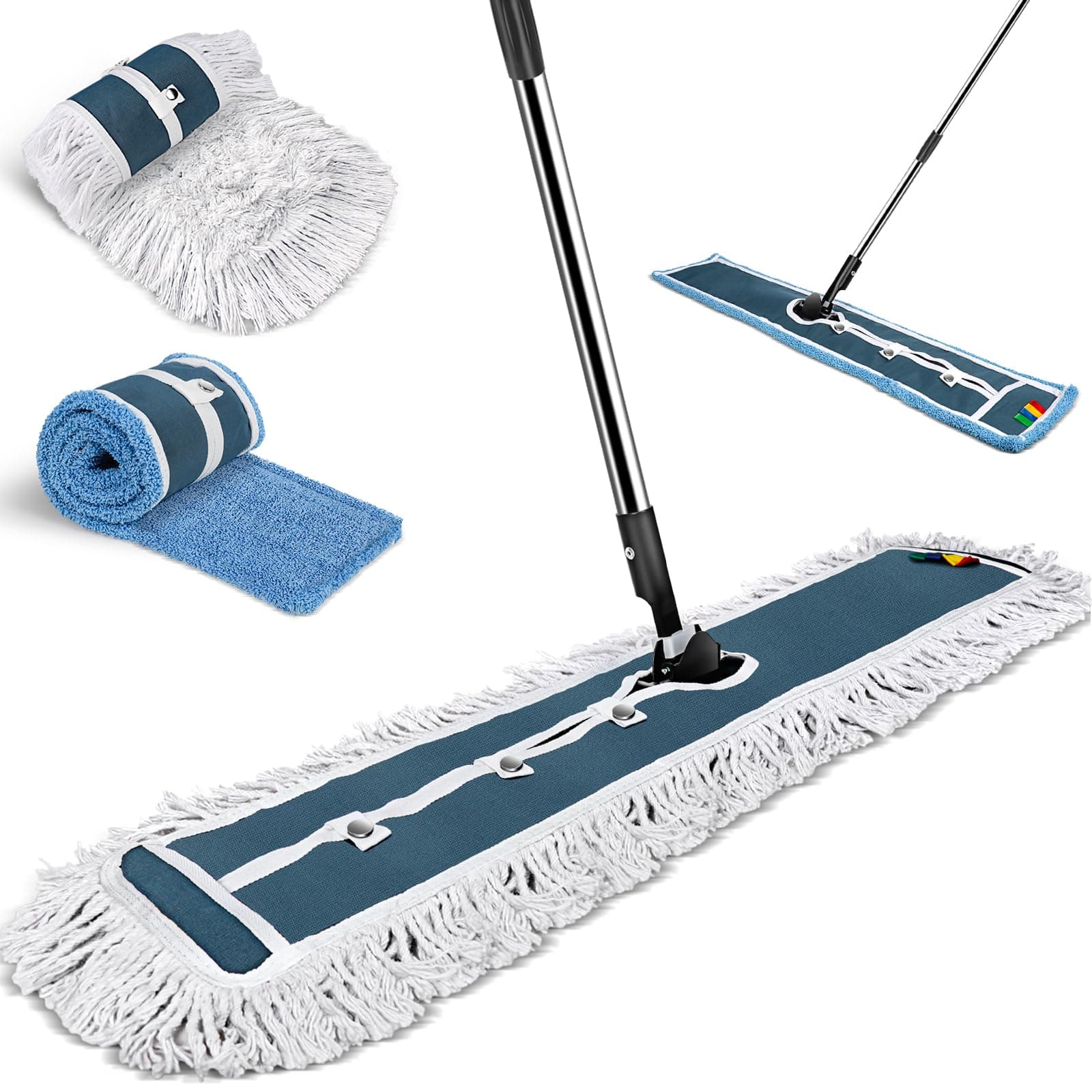 – MASTERTOP Large Flat Mop, Wide Industrial Mop with 2 Replacement Heads, Commercial Heavy Duty Floor Mops for Hard Floors, Dust Sweeper for Warehouse Hotel Garage Cleaning