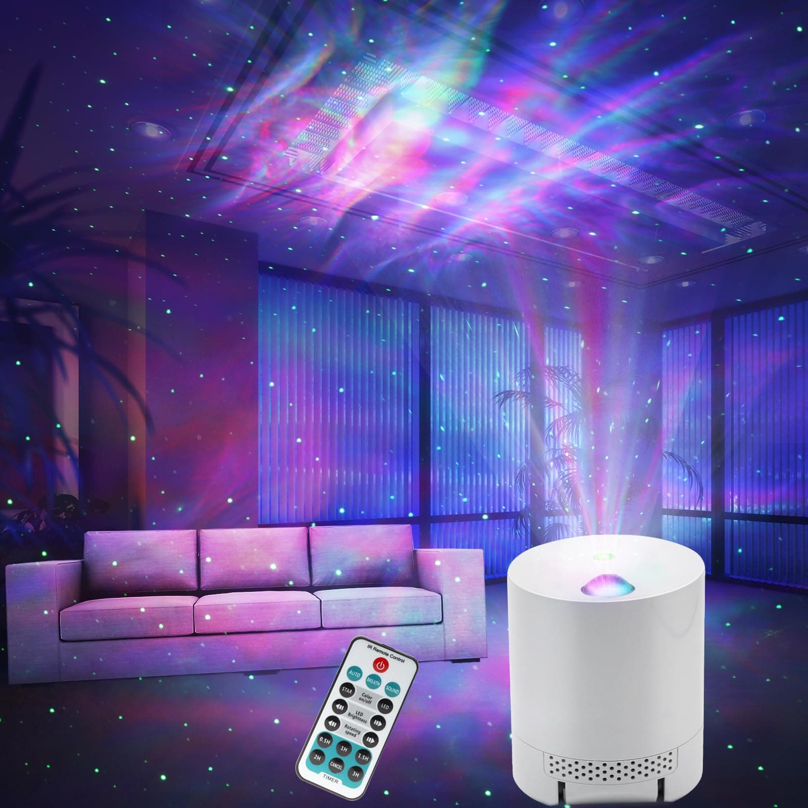 Galaxy Projector Star Projector, Northern Lights Projector with Remote Control, Adjustable Color, Brightness and Movement Speed, Night Light Projector for Kids, Adults, Bedroom, Living Room