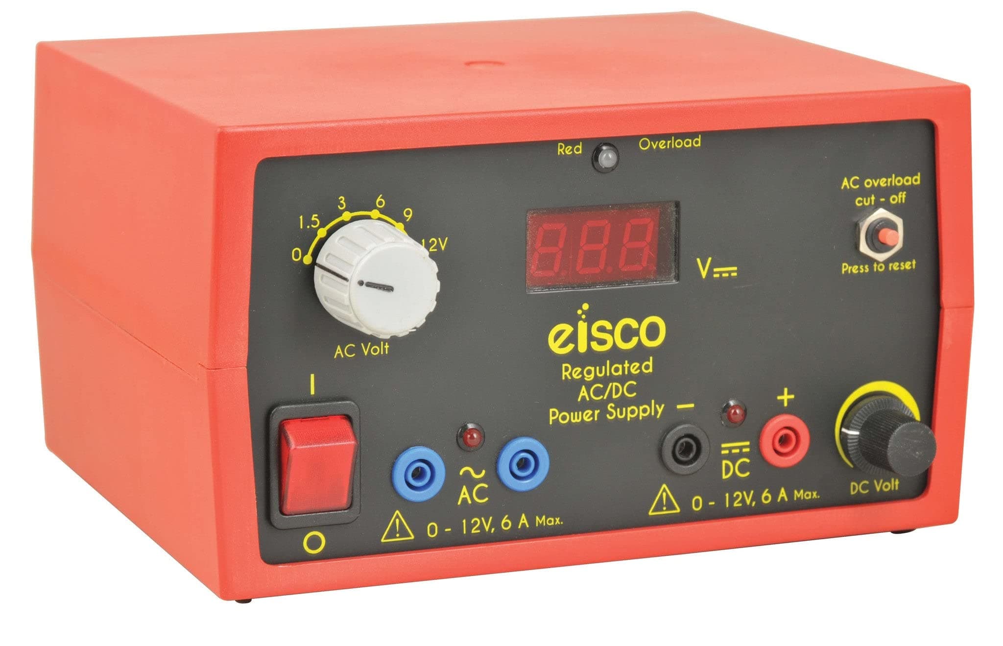 EISCO Low Voltage AC/DC Power Supply - Simultaneous Dual Output 12V/6A Max Combined Load- Eisco Labs