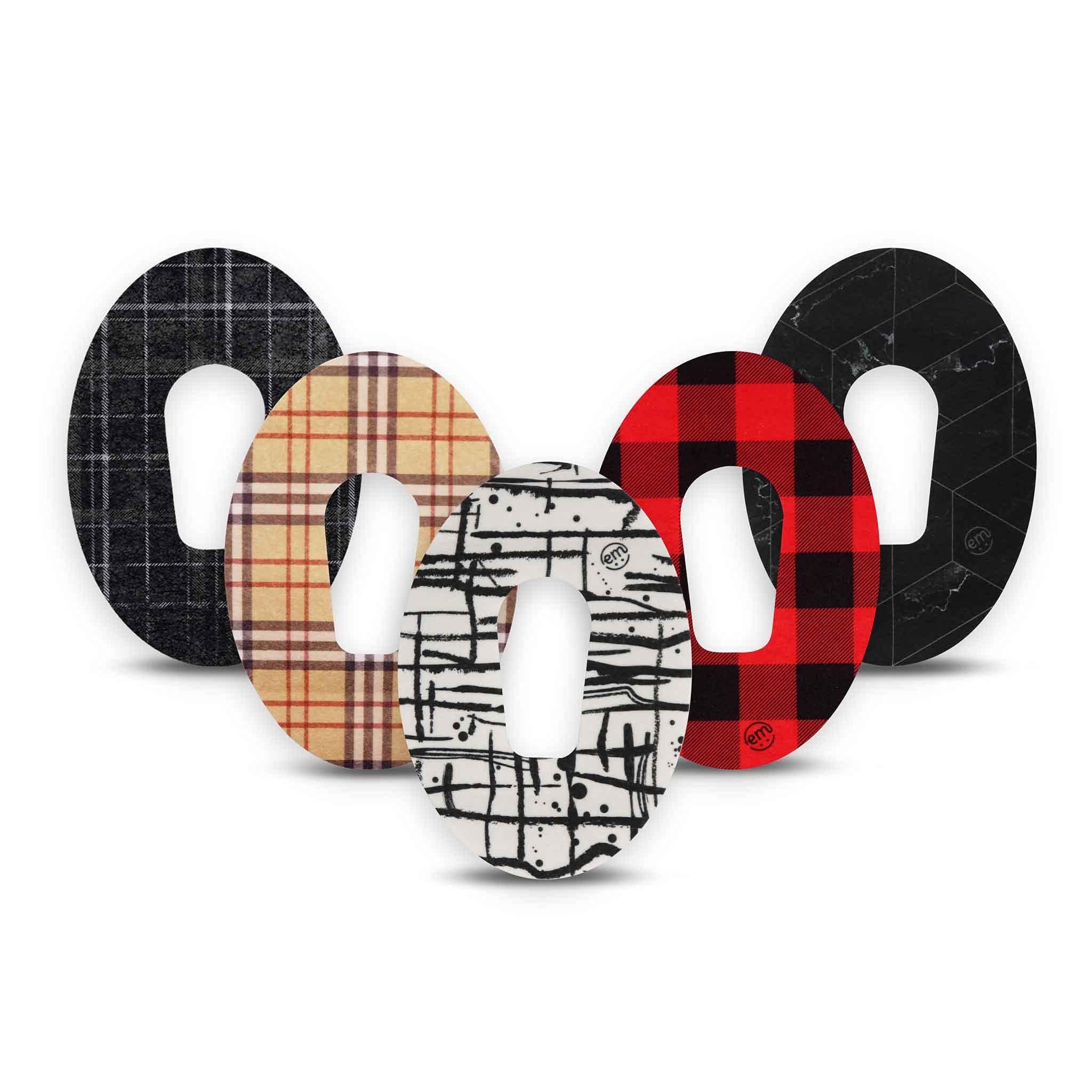 ExpressionMed - Adhesive Patch for Dexcom G6 (5-Pack) - Made in The USA, Waterproof, Split Backing, CGM Tape (Patterns and Plaids Variety Pack)