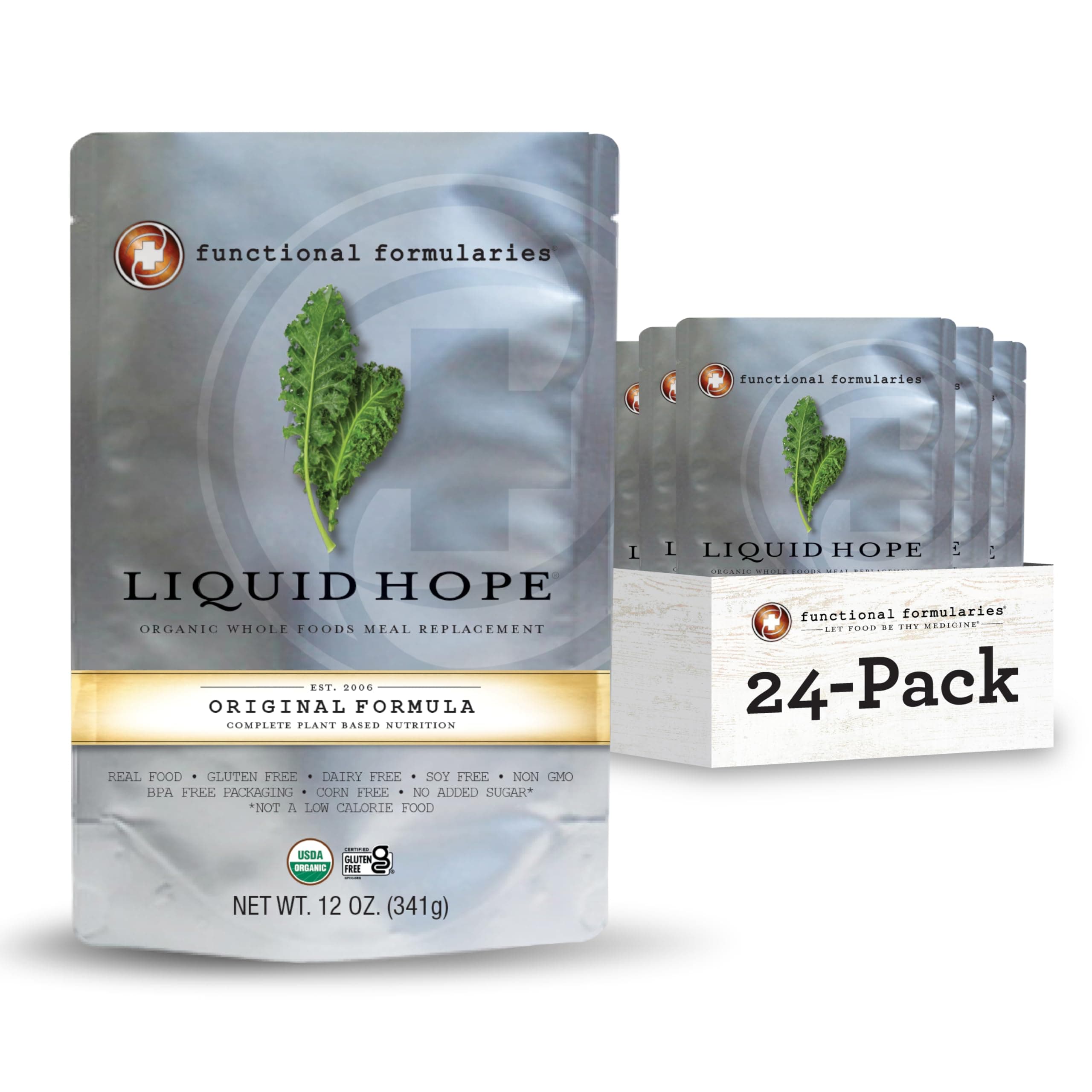 - FUNCTIONAL FORMULARIES Liquid Hope Organic Tube Feed Formula, 23g Protein, 8g Fiber, Meal Replacement, 12 Oz (24 Pack)