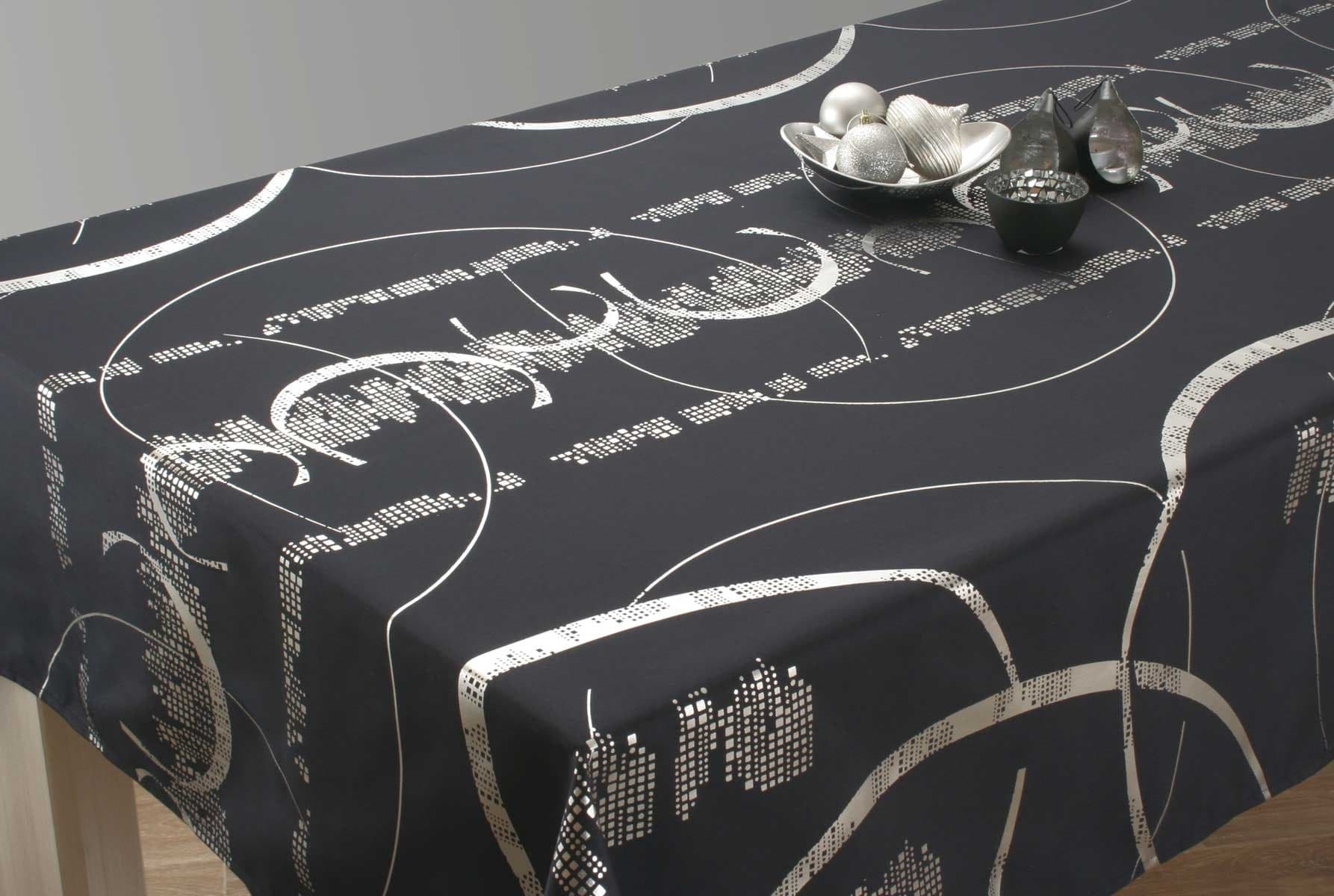 Le linge de Jules Shiny Tablecloth Easy Care Black Rectangular 150 x 200 cm