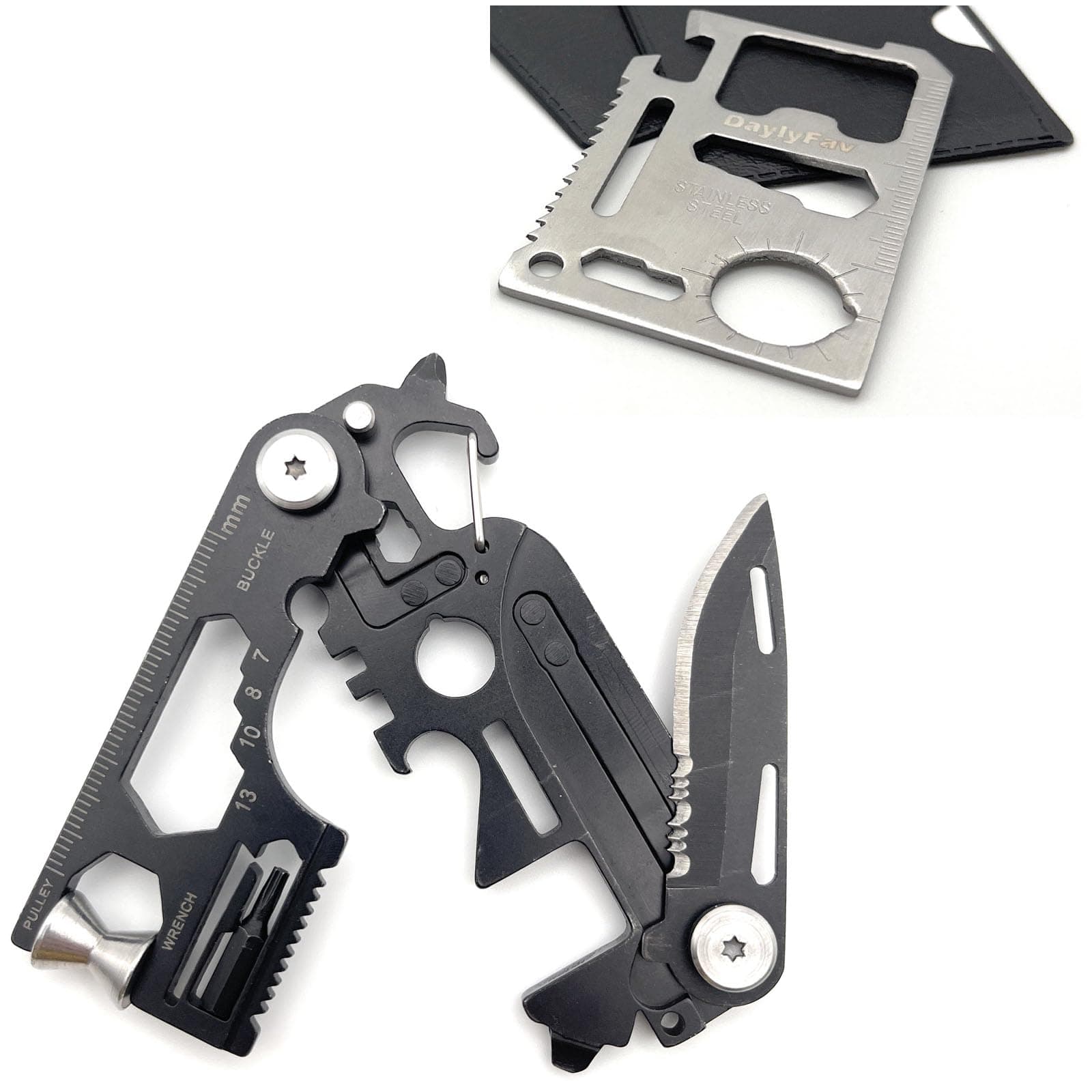 2 Multi-tools for Men, Credit Card Tool Wallet Multitool and Small Folding Mu...