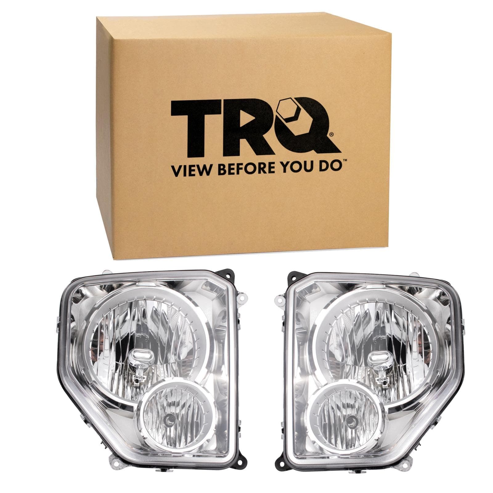 TRQ Driver & Passenger Side Headlight Assembly Set Headlights Driver & Passenger Side Compatible with 2008-2012 Jeep Liberty CH2502196 CH2502199 CH2503196 CH2503199