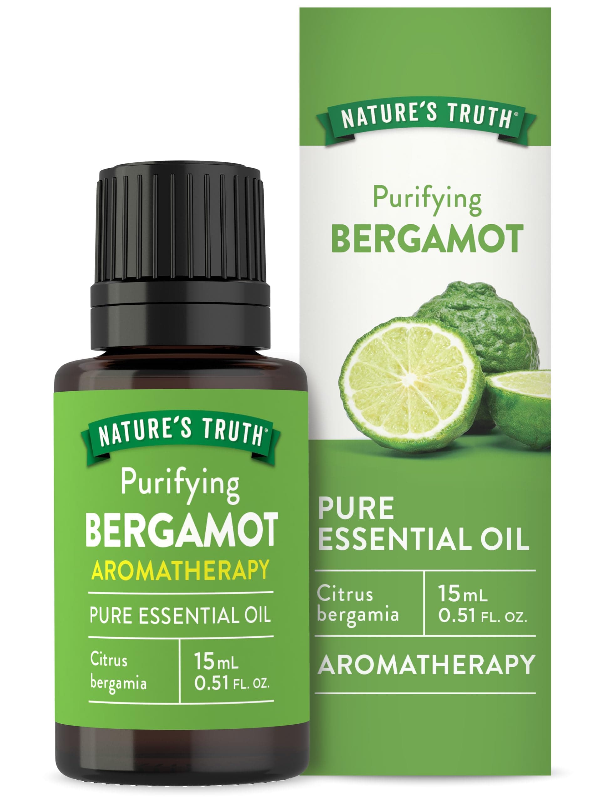 Nature's Truth Bergamot Essential Oil | 15 mL | for Diffuser, Aromatherapy, Massage, and Bath | Pure Plant Based, Non-GMO & Gluten Free