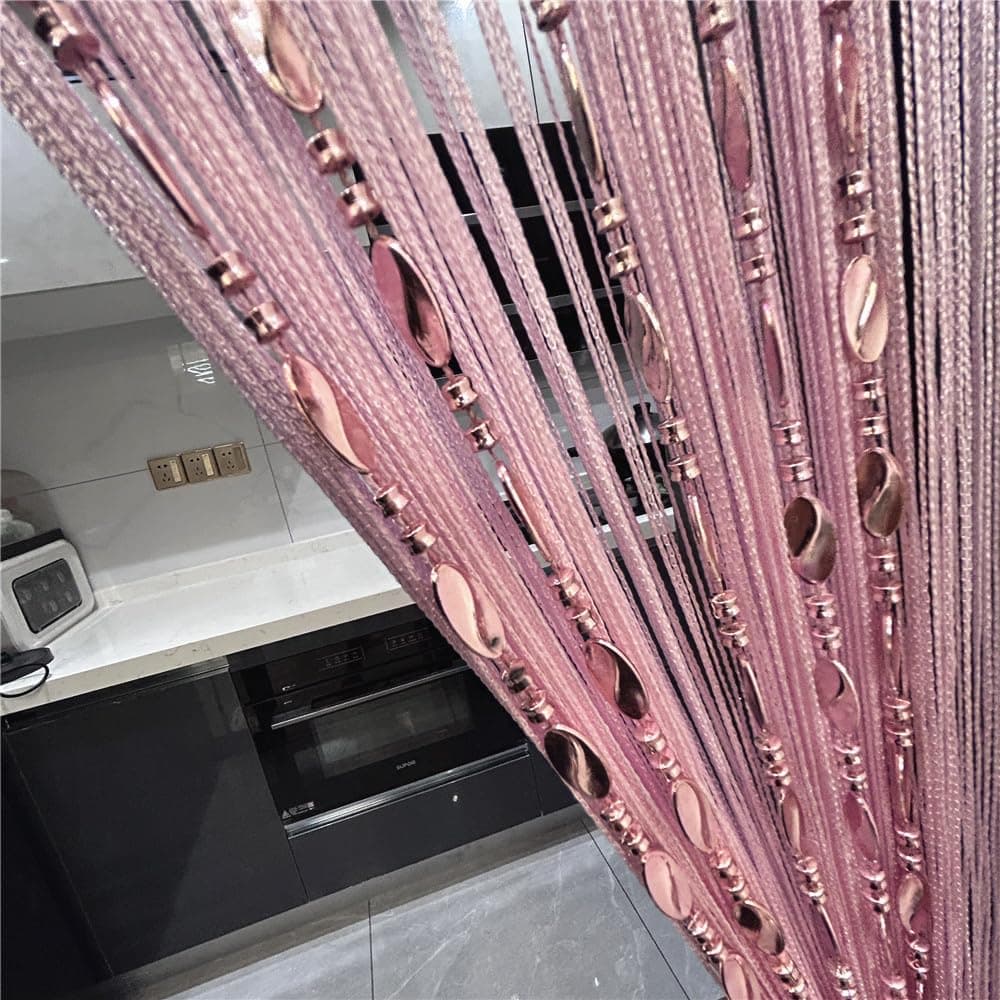 ave split 100cmX200cm Decorative Door String Curtain Beads Wall Panel Fringe Window Room Divider Blind for Wedding Coffee House Restaurant Parts Door Divider Beads Tassel Screen Decoration (pink25)