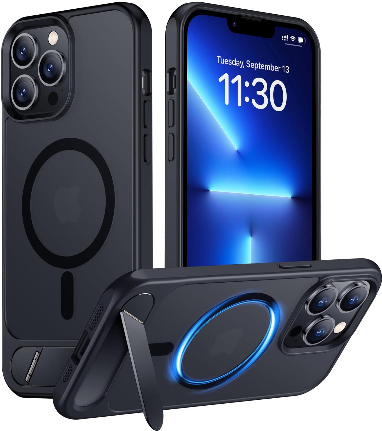 Temdan Magnetic Compatible with iPhone 13 Pro Max Case, [Built-in Invisible Kickstand][Compatible with MagSafe] [Military Grade Shockproof] Slim Translucent Matte Phone Case for iPhone 13 Pro Max 6.7"