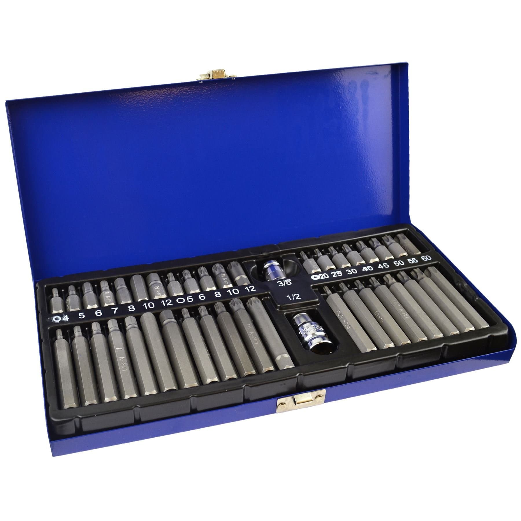 AB Tools 3/8" and 1/2" Drive Hex Allen Torx Star Spline Bit Sockets Shallow Deep 42pc