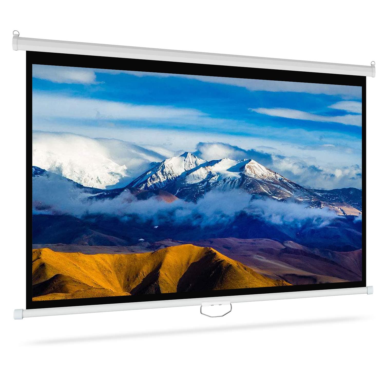 72 inch Projector Screen, CROYALE 72" Diagonal Manual Pull Down Projection Screen Outdoor Indoor Office HD 4:3 Portable Home Theater Screen for Movie TV Game Sport, Wrinkle-Free Easy to Clean