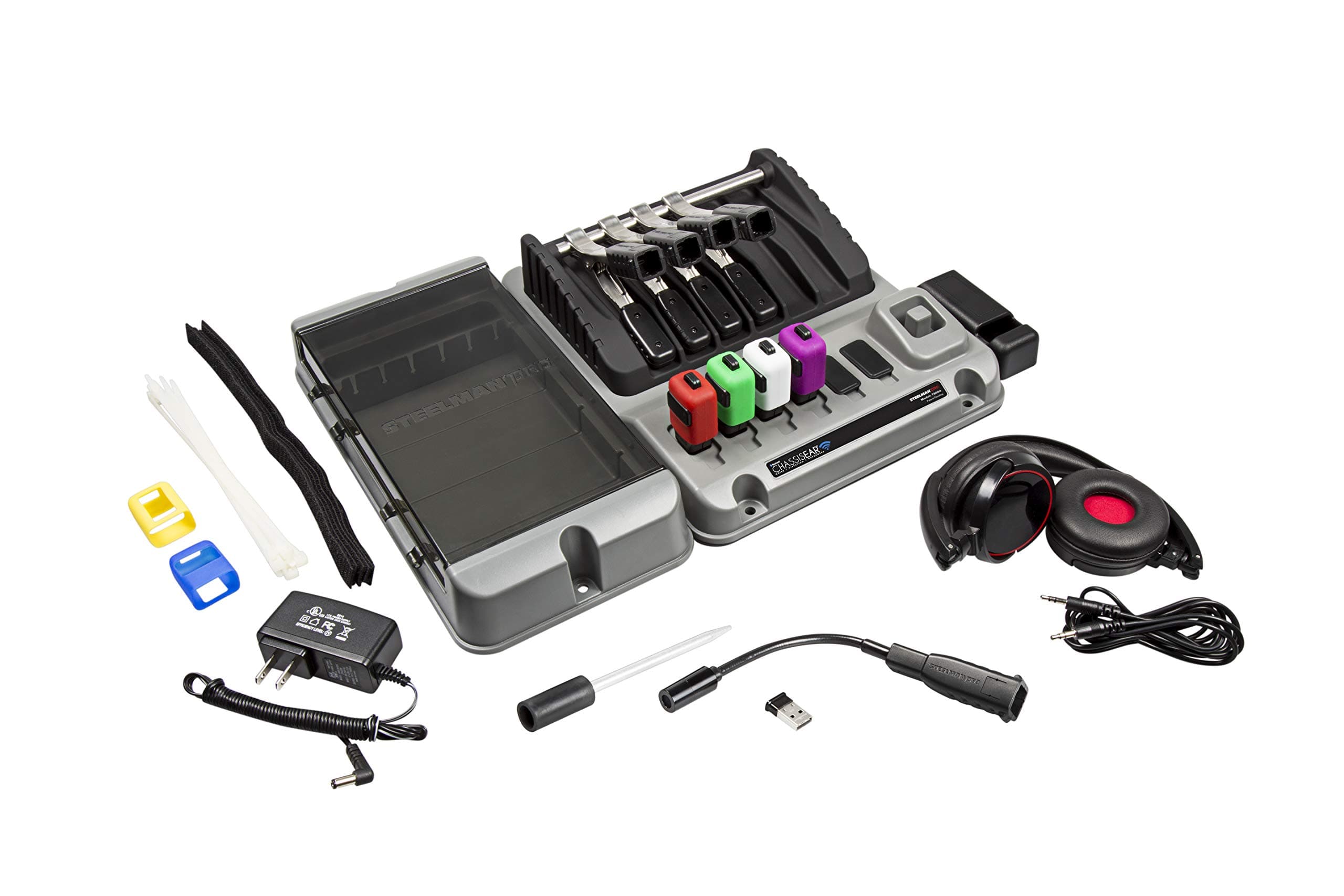 STEELMAN PRO Bluetooth ChassisEAR Auto Diagnostics Kit, Electronic Stethoscope, Vibration and Noise Sensor Clamps, USB Bluetooth Dongle for PCs, Headphones, Software