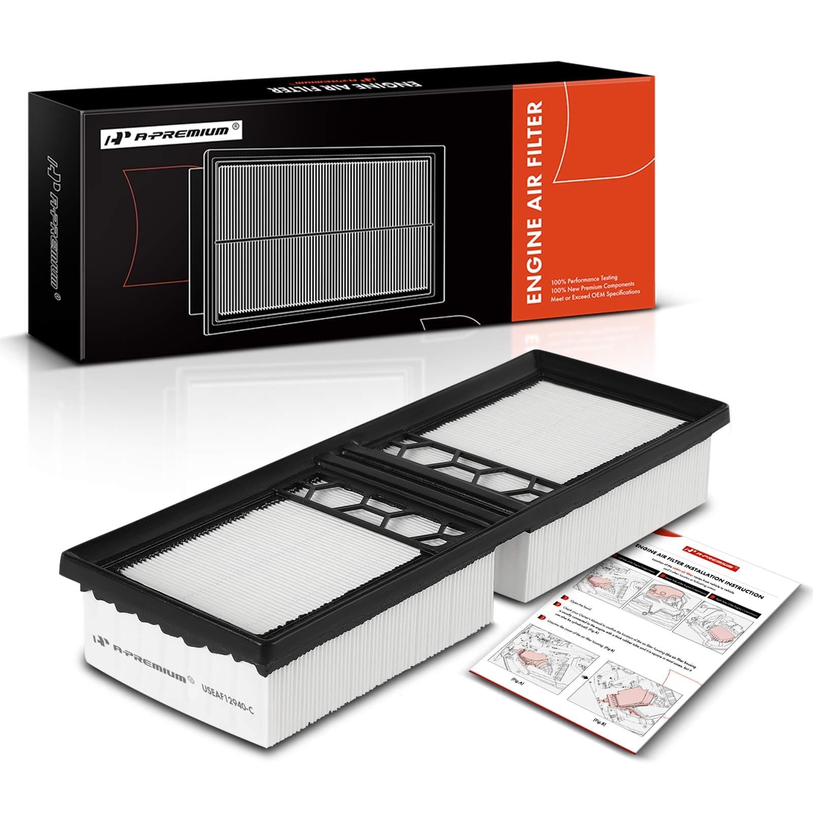 A-Premium Front Engine Air Filter Compatible with Alfa Romeo Giulia 2017-2023, Stelvio 2018-2023, 2.0L 2.9L, Replace# 68301538AA, XA10670
