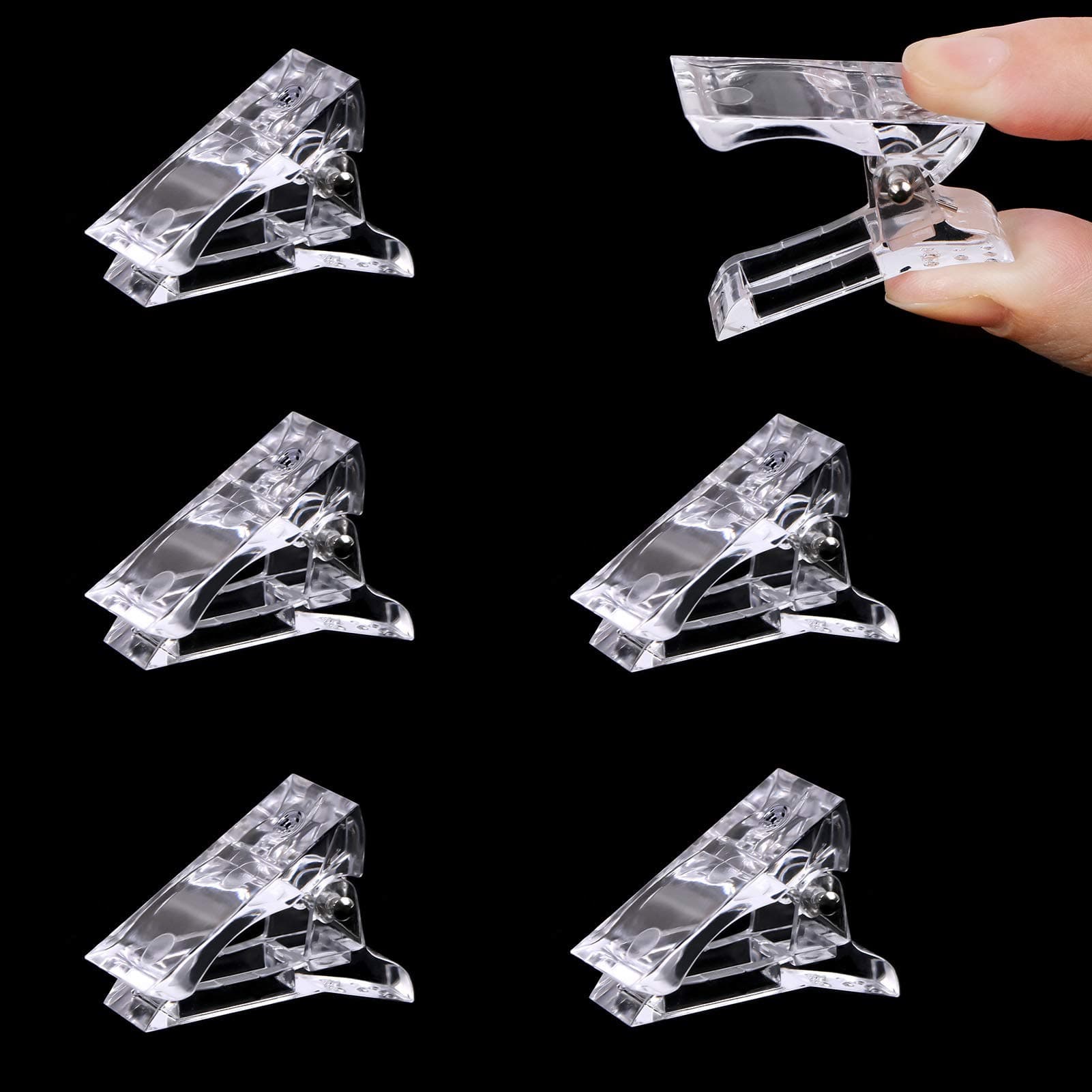 5 Pcs Poly Gel Quick Building Nail Tips Clip Plastic Transparent Finger Extension UV LED Builder Finger Extension Clip Nail Tips Clips for Quick Building DIY Manicure Nail Art Tool