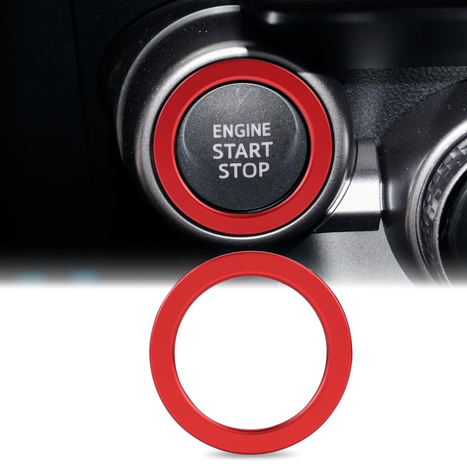 Auovo Engine Start Stop Button Outer Ring Compatible with Subaru BRZ 2022-2024 for Toyota GR86 Accessories 2022 2023 Push Start Stop Button Cover (Engine Start Stop Outer Ring-1PC, Red)