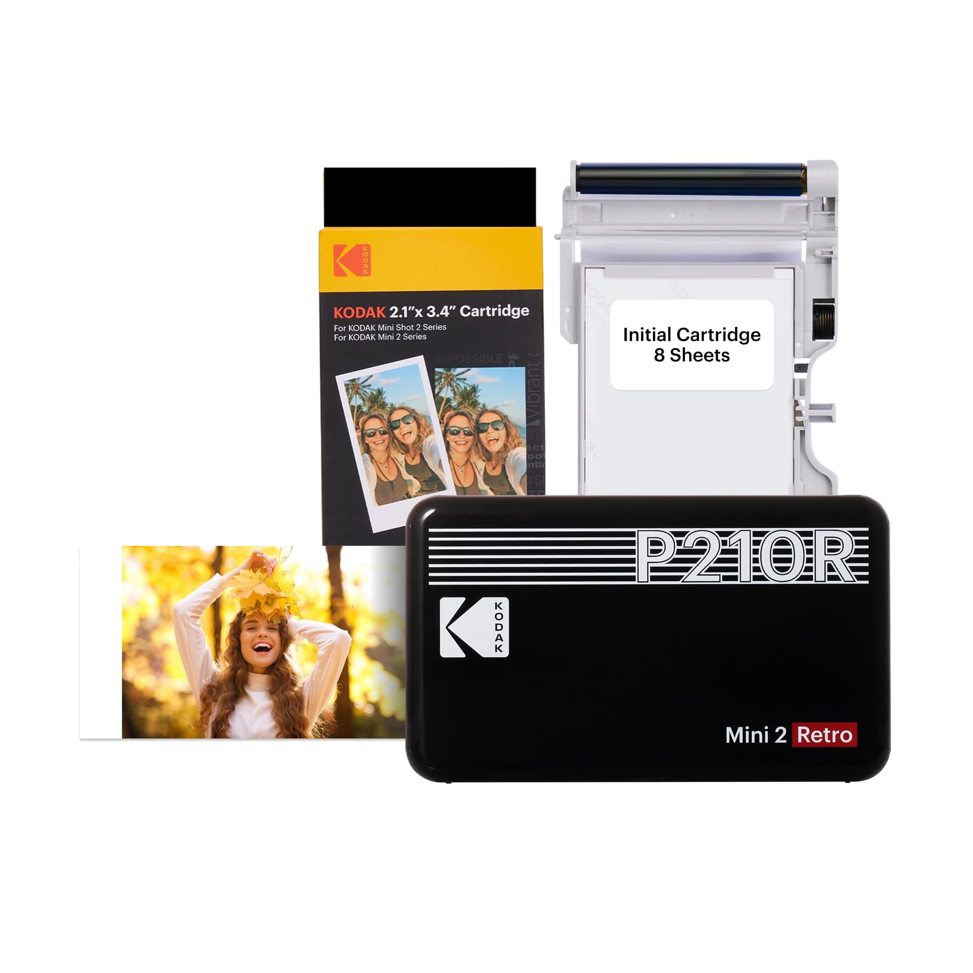 KODAK Mini 2 Retro 2x3" Portable Photo Printer, 38 Sheets, Bluetooth Smartphone Printer for iPhone & Android, Instant Color Prints, 4PASS Dye Sublimation, Black