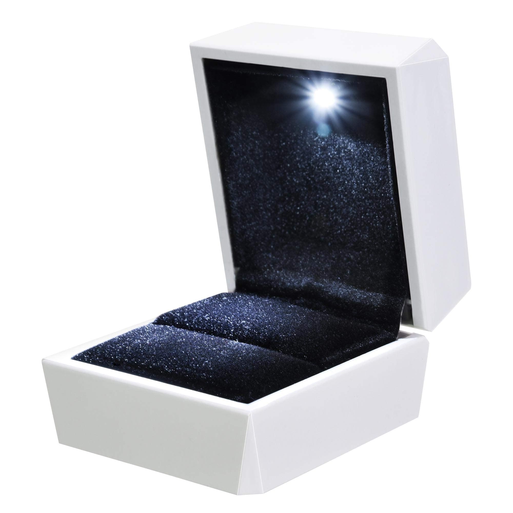 YesHom 2.6"x2.4"x2.1" LED Light Square Diamond Ring Box White Velvet Jewelry Present Wedding Proposal Engagement