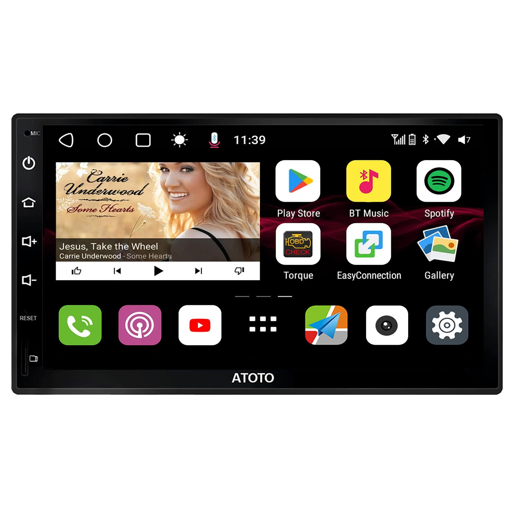 7-inch Android Car Stereo with Wireless CarPlay, Android Auto, Dual Bluetooth, QLED Display, HD Rearview - S8G2B74PM