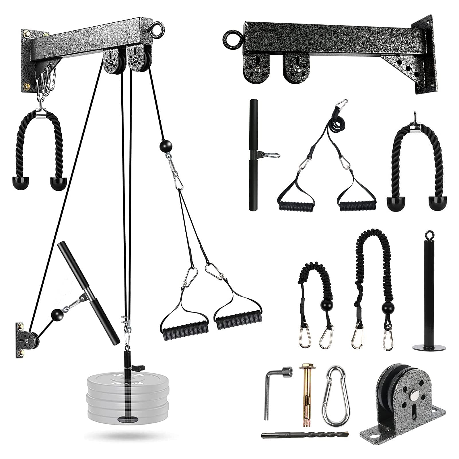 Pulley System Gym Cable Machine LAT Pulldown Attachments Chest Expansion Training Exercise and Fitness Home Gyms