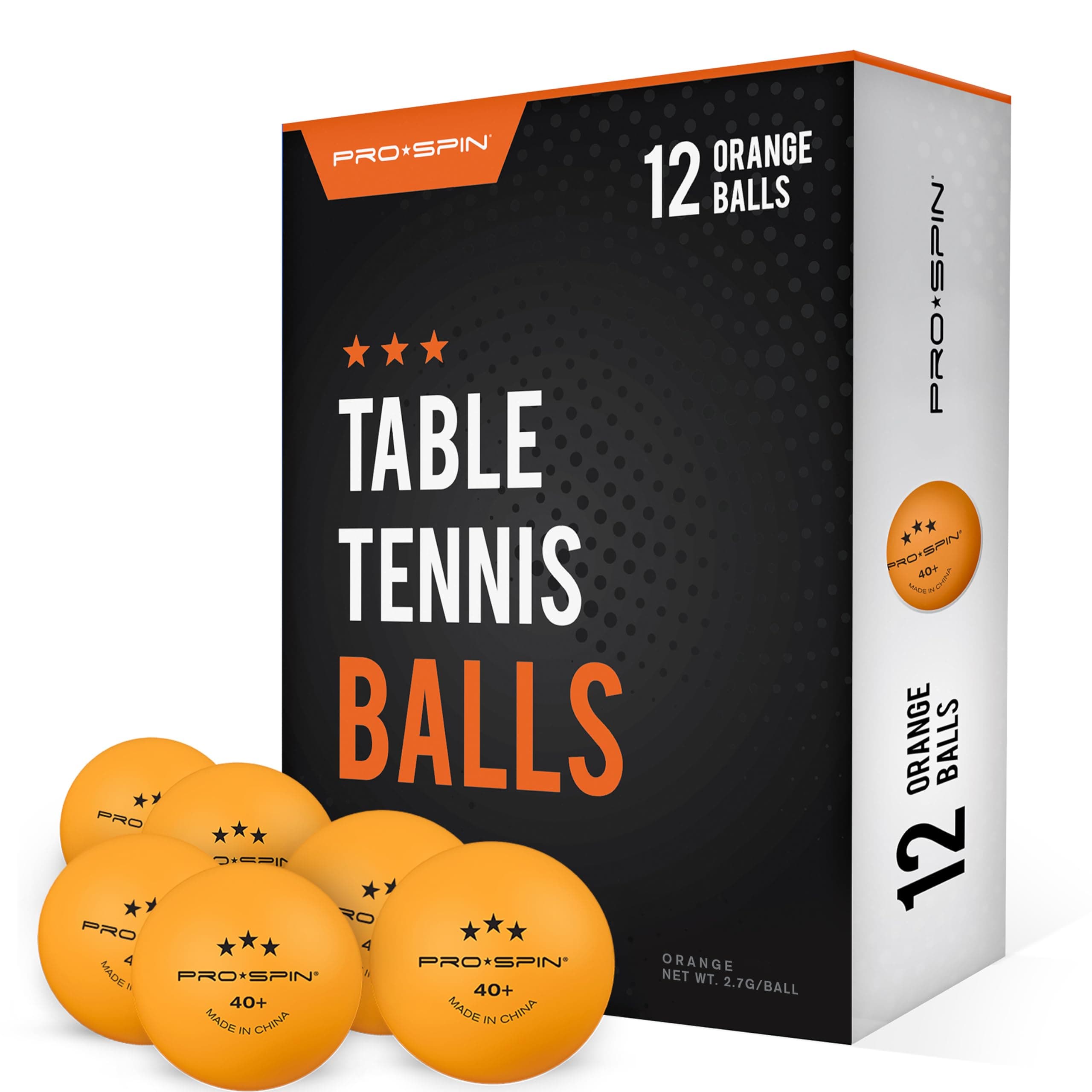 - PRO-SPIN Ping Pong Balls - 3-Star Premium Orange Table Tennis Balls | High-Performance 40+ ABS Professional Quality | Ultimate Durability for Indoor & Outdoor Ping Pong Tables