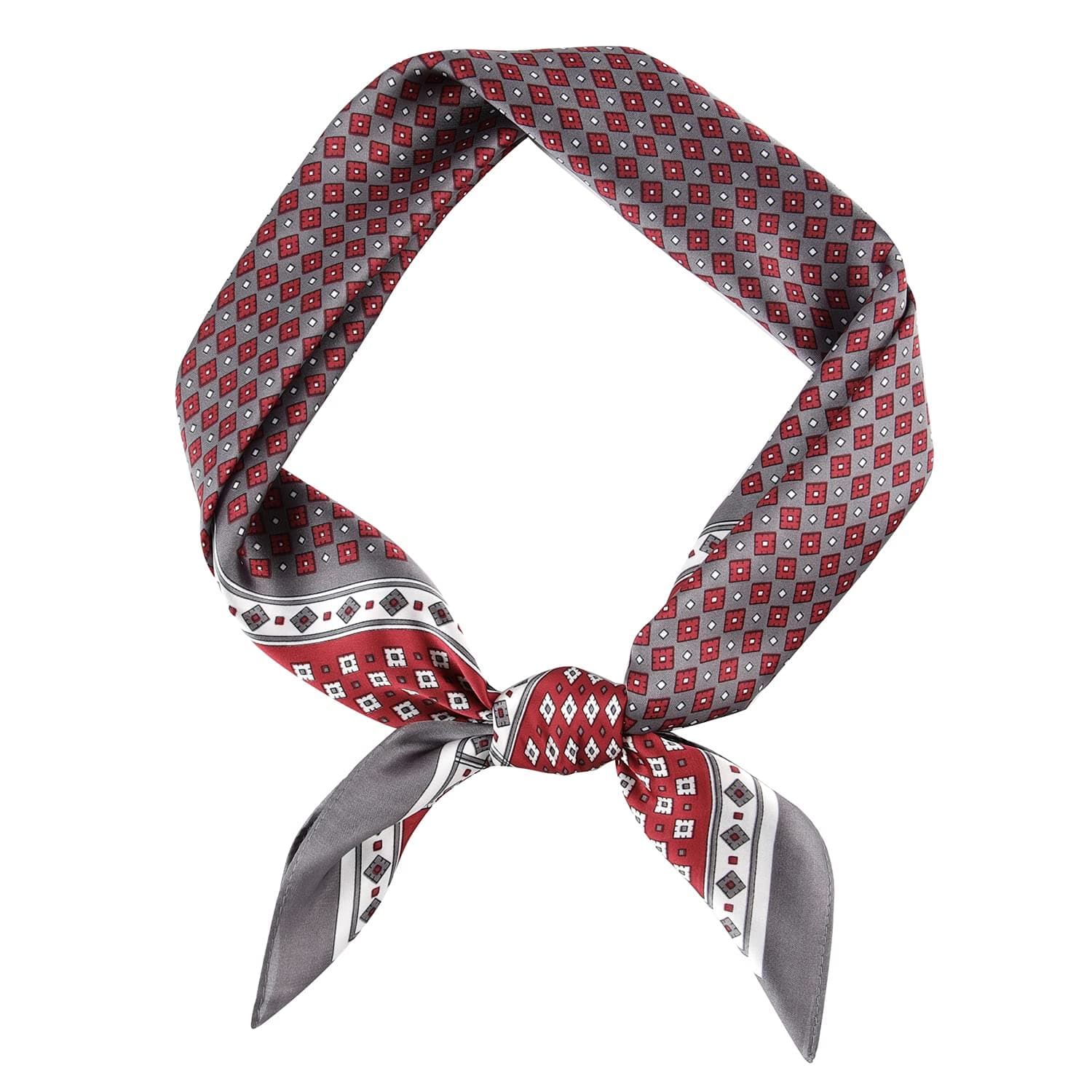 Vintage Silk Feel Square Scarf for Men Satin Bandana Tiny Pattern Print Neckerchief Geometry Head Scarf Fashion