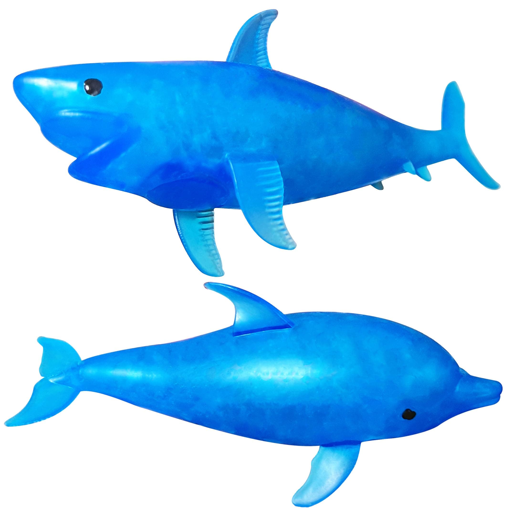 Squishy Shark Stress Balls Dolphin Squeeze Toys (2 Pack), Sea Animal Shark Squishy Toys Dolphin Stress Sugar Balls for Kids and Adults, Easter Basket Stuffers,, Party Favors