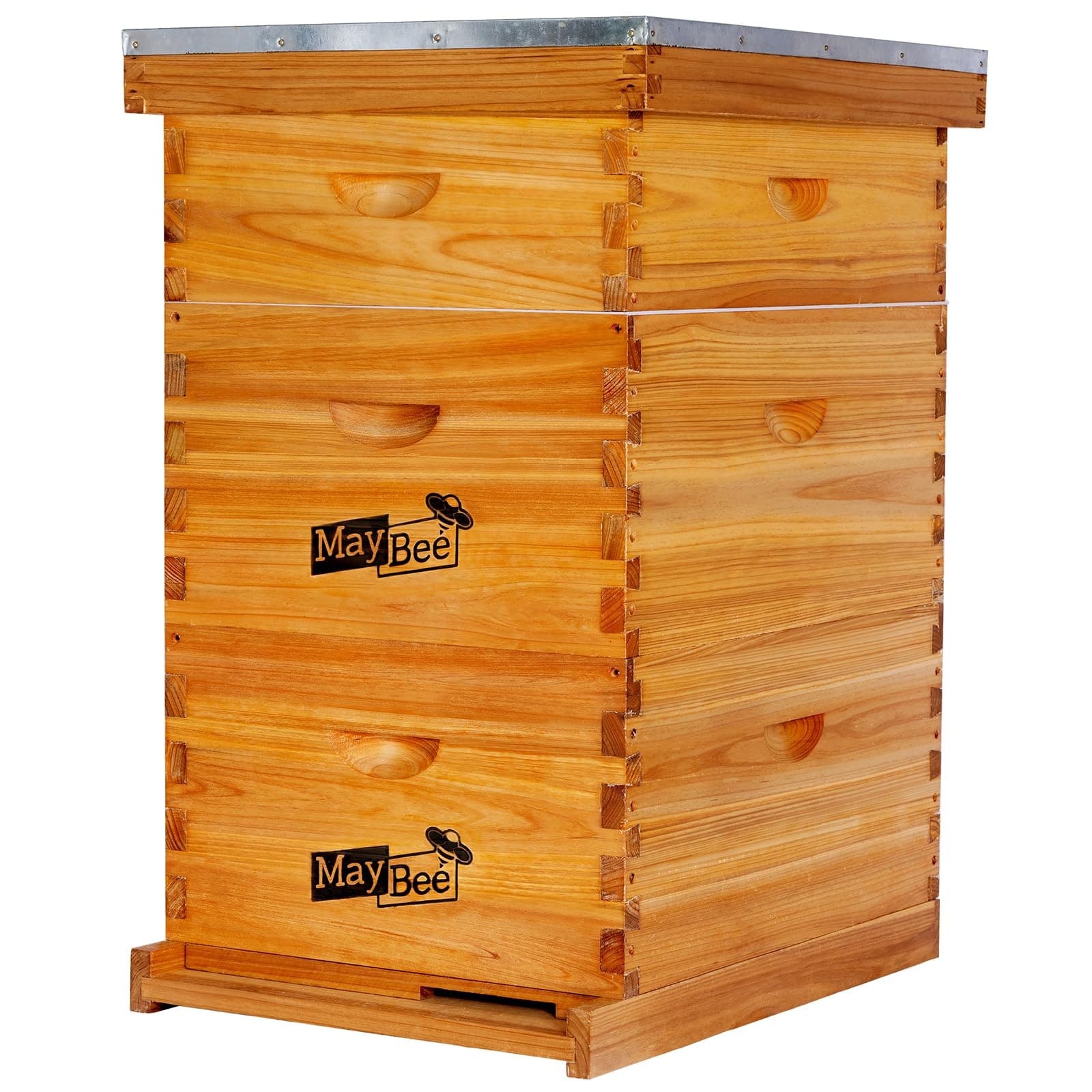 10-Frame Langstroth Beehive Dipped in 100% Beeswax, Complete Bee Hives and Supplies Starter Kit Includes 2 Deep Hive Bee Box and 1 Bee Hive Super with Beehive Frames and Foundation