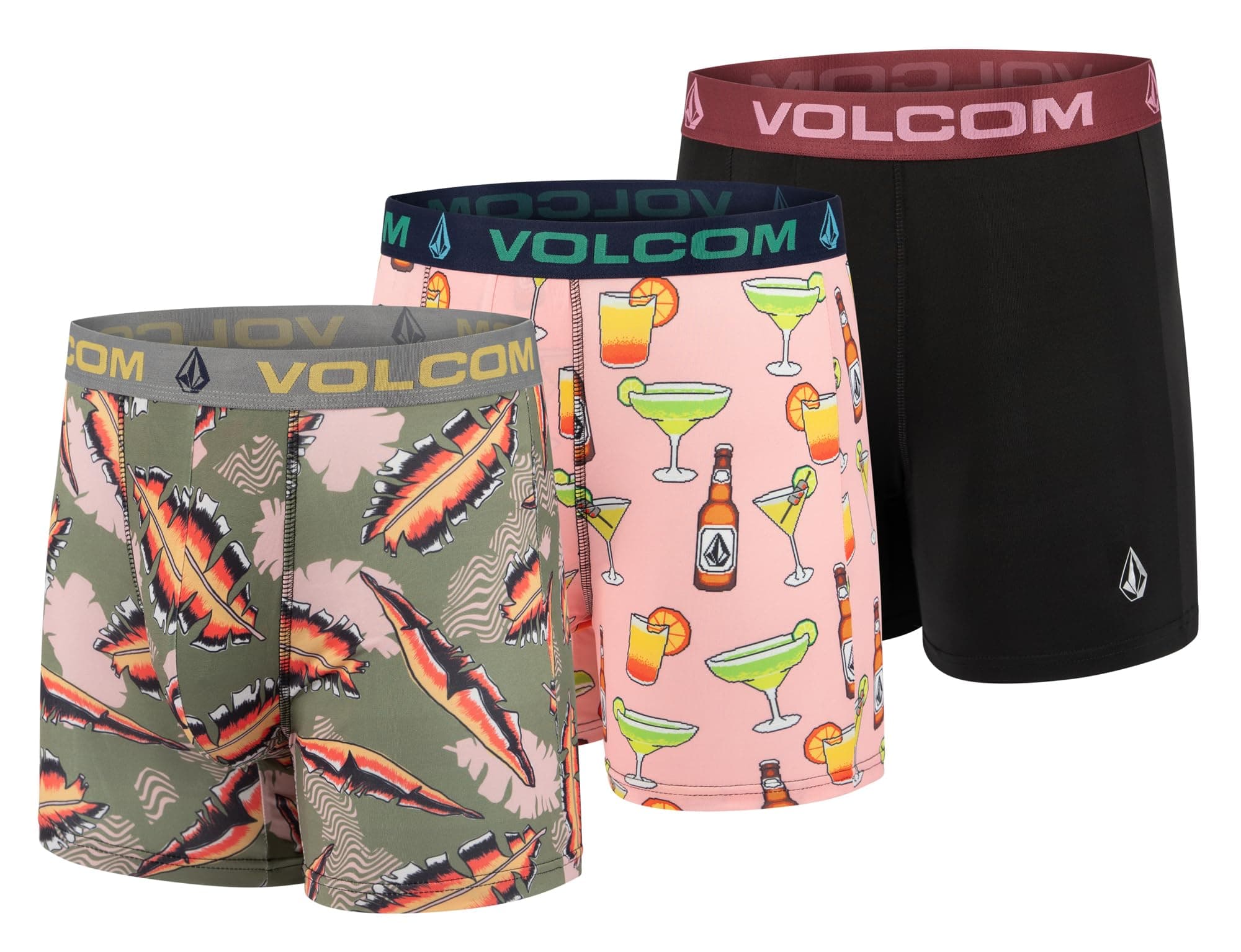 Volcom Mens Boxer Briefs 3 Pack Poly Spandex Performance Boxer Briefs Underwear