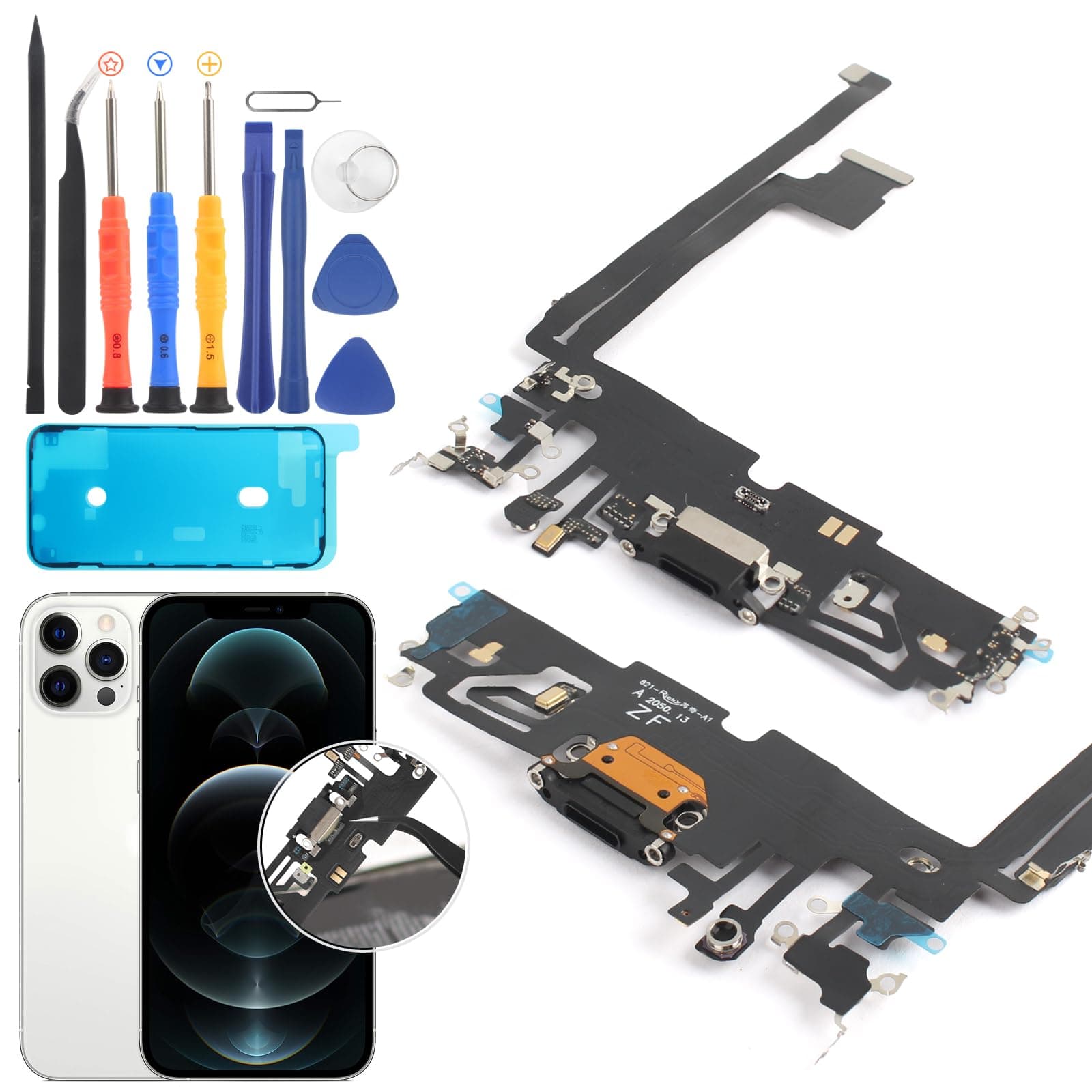 Replacement for iPhone 12 Pro Max Charging Port Dock Connector for iPhone 12 Pro Max Charging Port Flex Cable Replacement USB Charger Board Flex Cable Assembly Accessories with Repair Tools