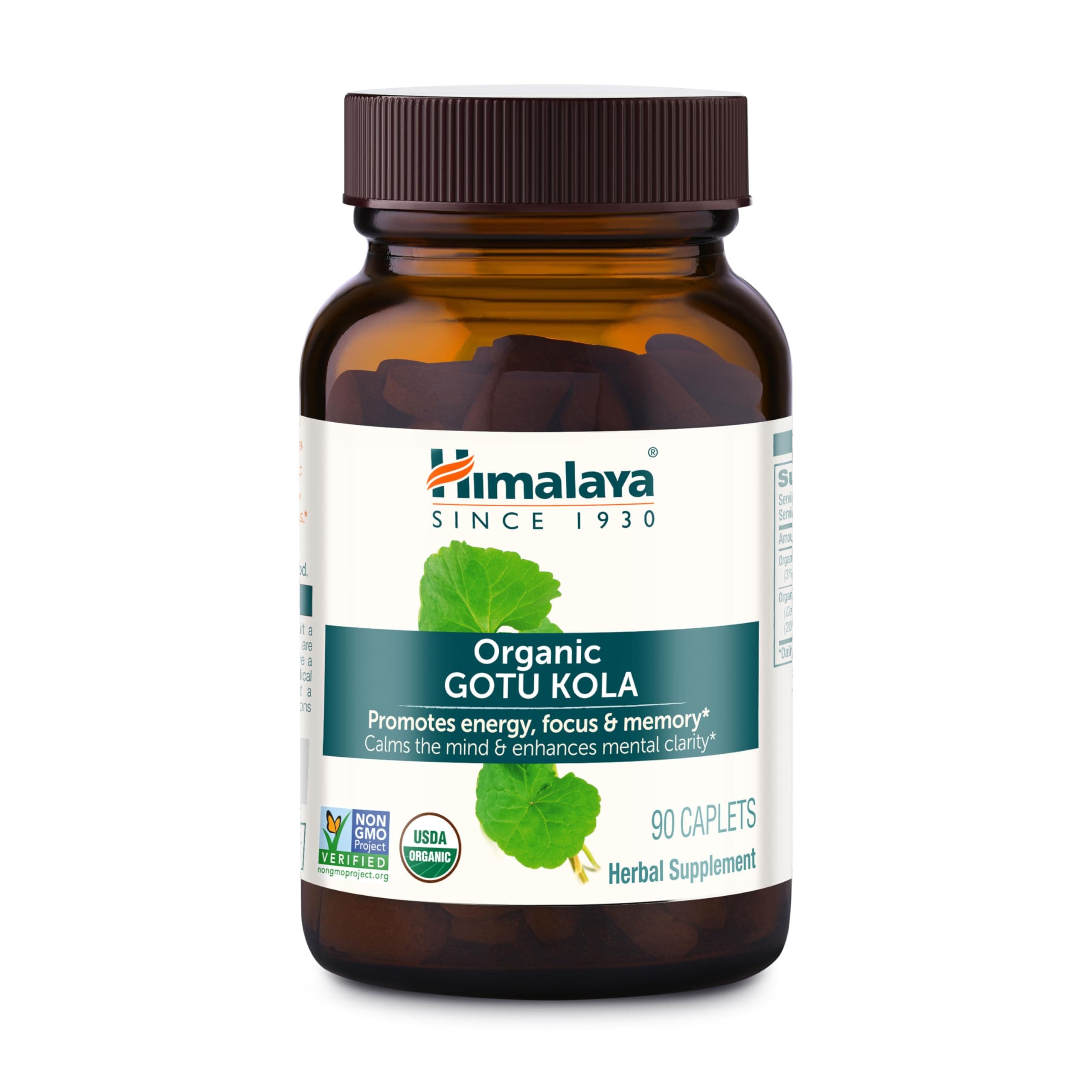 Organic Gotu Kola, 45 Day Supply - Herbal Nootropic Supplement with Adaptogens for Energy, Focus, Memory, and Calming Relaxation - Vegan, Non-GMO, Gluten Free, 650 mg, 90 Caplets