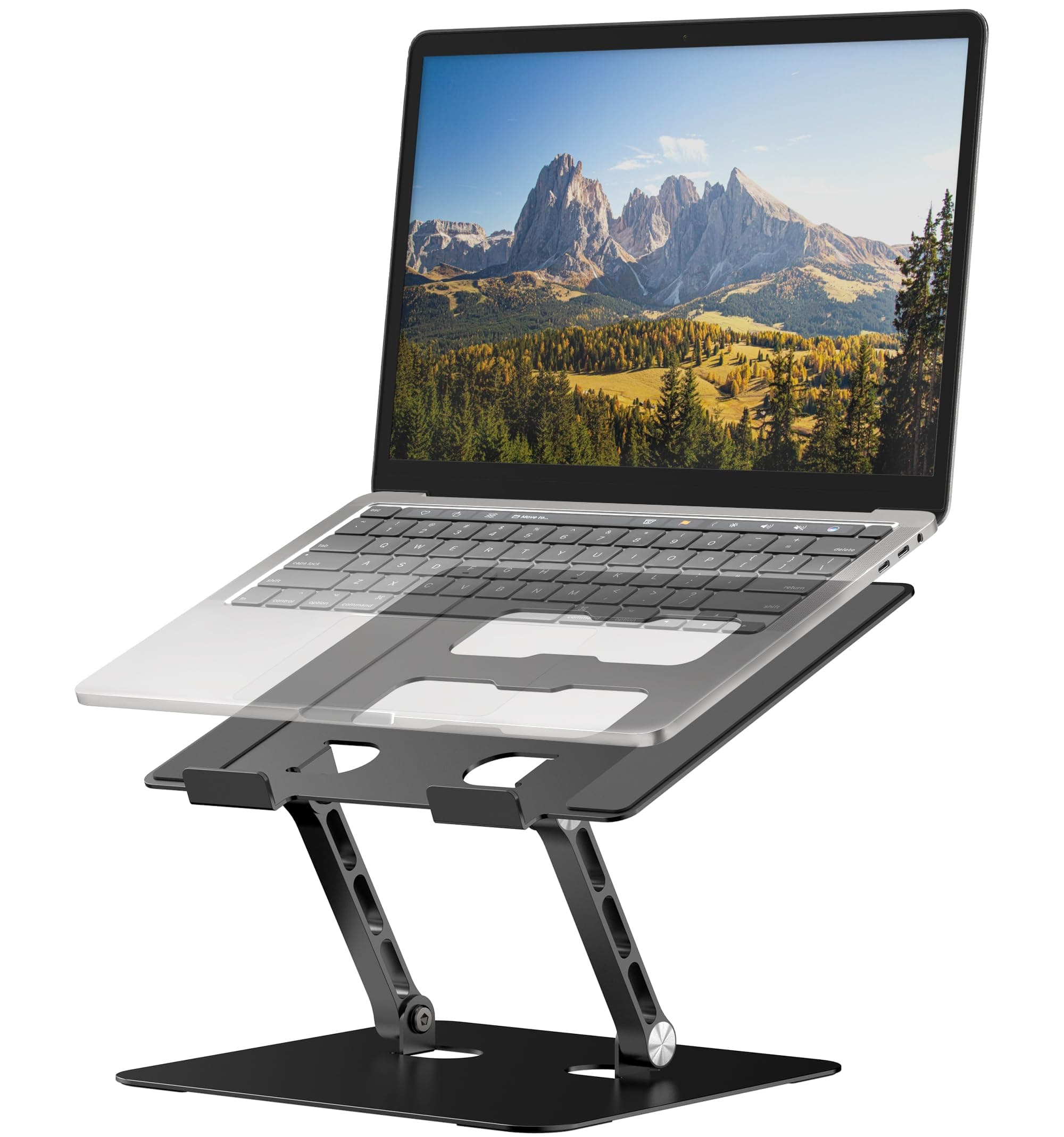 YTechAdjustable Laptop Stand,Ergonomic Foldable Notebook Computer Holder.Compatible with MacBook iPad Dell HP Lenovo ThinkPad Acer ASUS Samsung and More 10-17" Laptops Tablets,Black