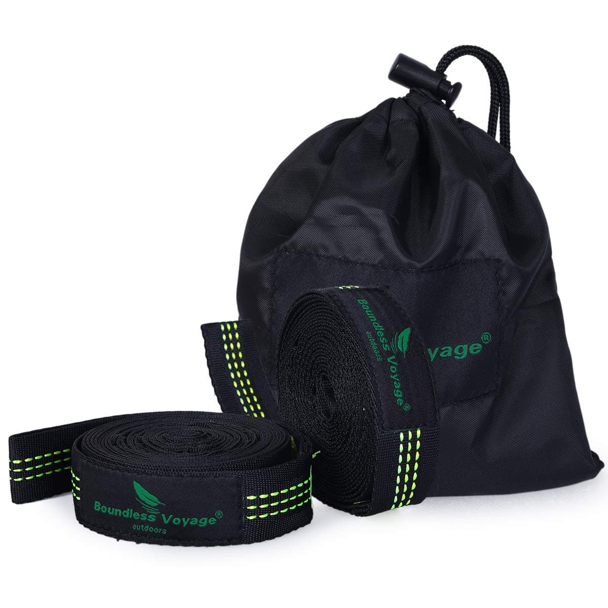 Boundless Voyage Camping Hammock Accessories Multi Function Tree Hanging Straps Children Swing Rope Hold 200KG 10 Rings Hammock Straps 2 Pack(bv1027-green)