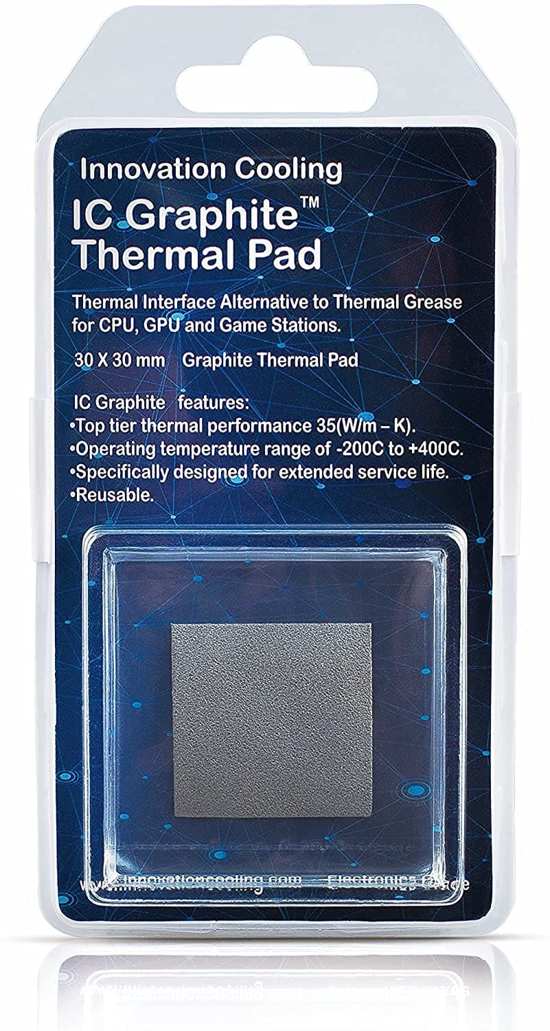 Innovation Cooling Graphite Thermal Pad – Permanent Replacement for Thermal Paste/Grease (30x30mm 2-Pack)
