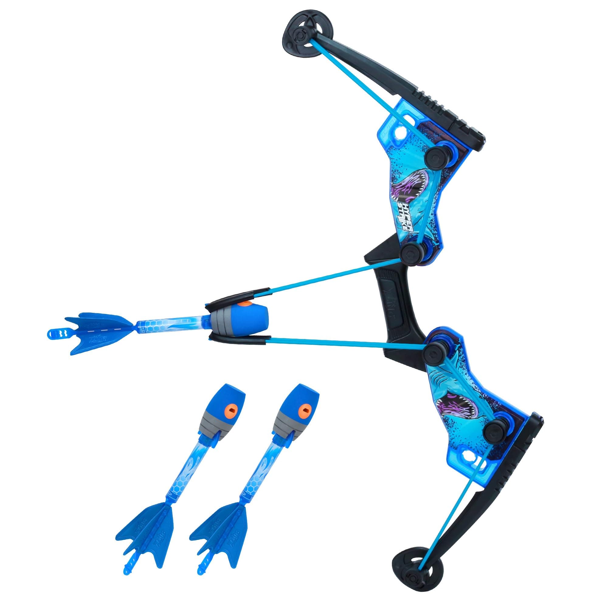 HyperStrike FireTek Bow Archer Pack, Light Up Bow and Light Up Zonic Whistle Arrows, Shoots Arrows Over 200ft, Outdoor Play with Friends and Family, for Ages 14+ (Blue)