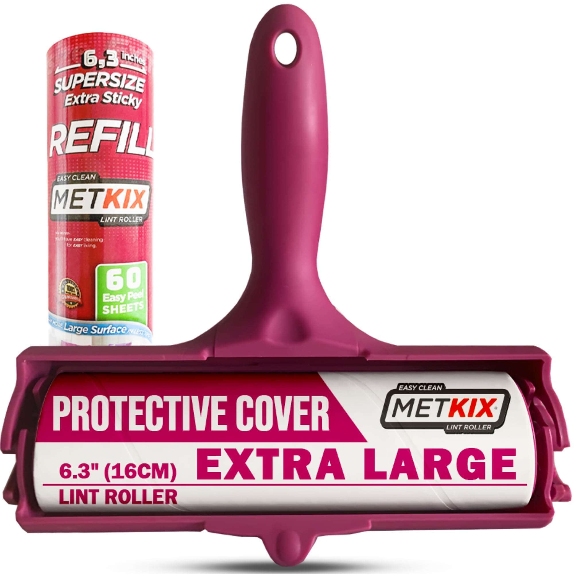 Lint Roller Supersize Extra Large Extra Refill ! 6.3" Pet Hair Remover Extra Sticky (120 Sheets Total)