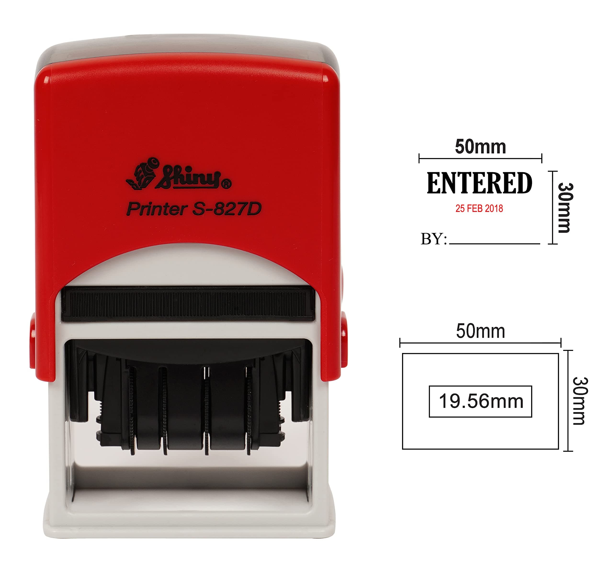 Shiny Date Stamper Self Inking with Entered by Text Ofiice Stationery Rubber Stamp S-827D
