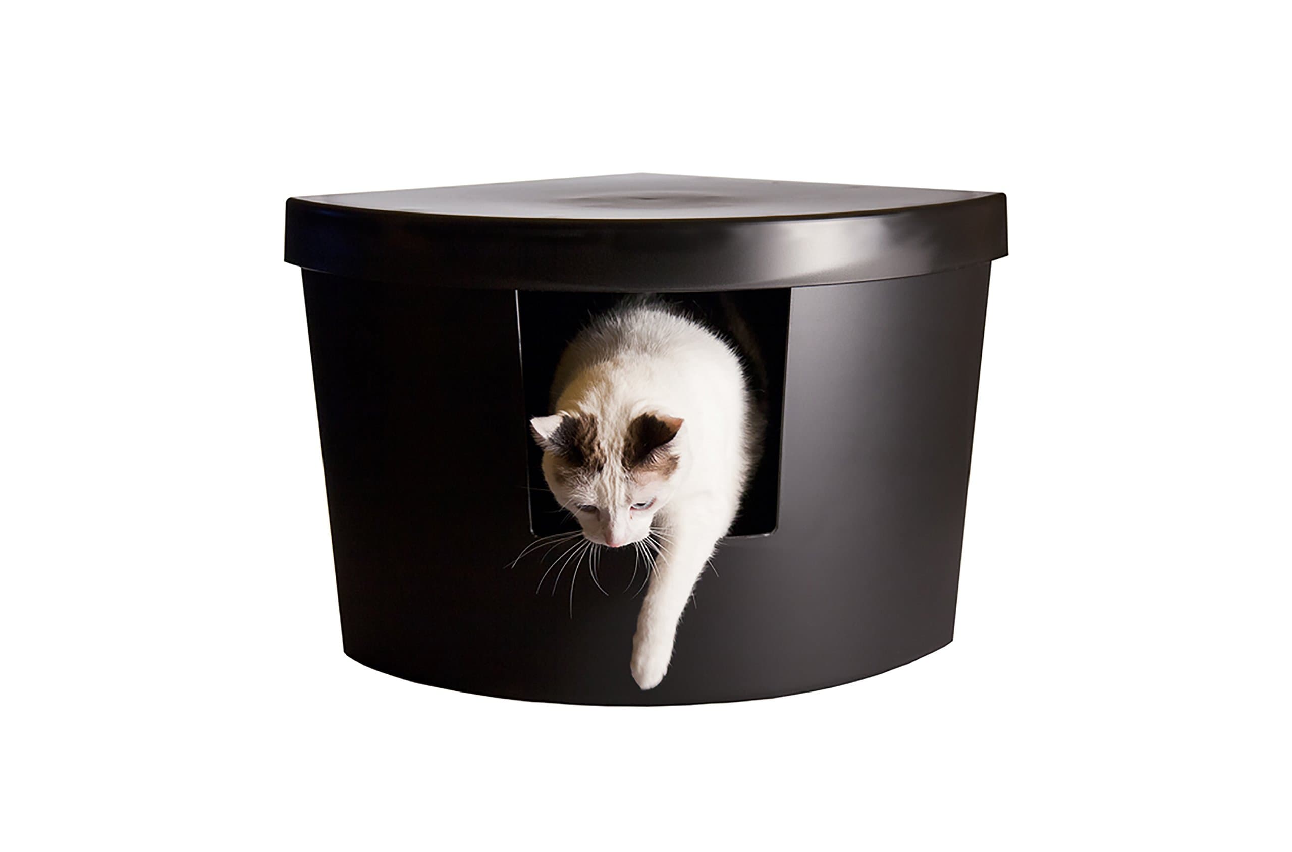 Kitangle Modern Cat Litter Box - Corner Kitty Black