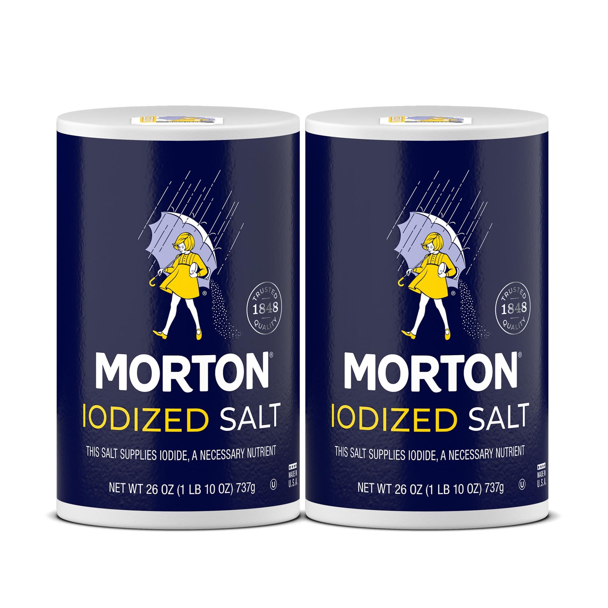 Morton Iodized Salt, All-Purpose, (26 oz), 2-Pack - All-Purpose, Perfect for Cooking & Table Use