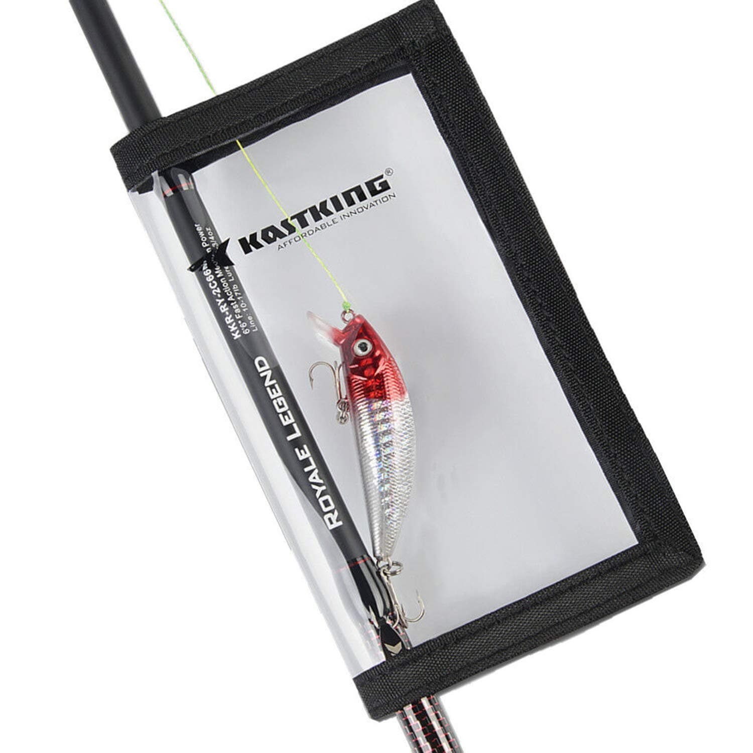 KastKing Madbite Lure Wraps, Available in Two Sizes, Keeps Lures Safe, Durable & Clear PVC, Easily See Lures, Easy Open and Close Hook & Loop System, Great Value, Includes 4 Lure Wraps