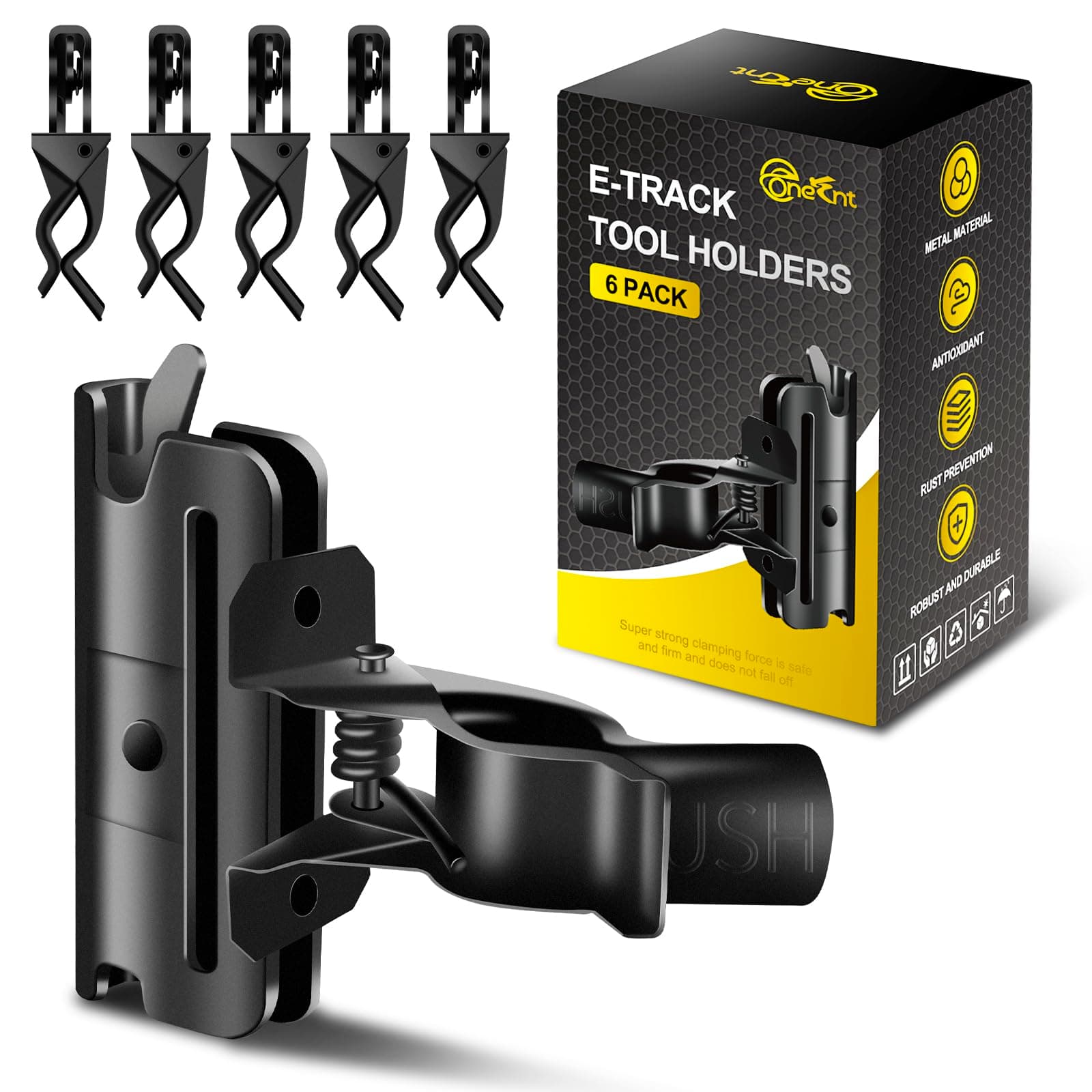 6 Pack E-Track Tool Holders |E Track Accessories for Enclosed Trailer to Keep Rakes,Shovels, Broom|e Track Tool Holder Hanger for Trailer Accessories| Tool Stabilizer for Etrack Accessories