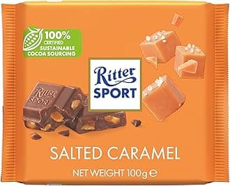 Ritter Sport Salted Caramel Milk Chocolate Bar Crunchy Caramel Pieces, 100 grams