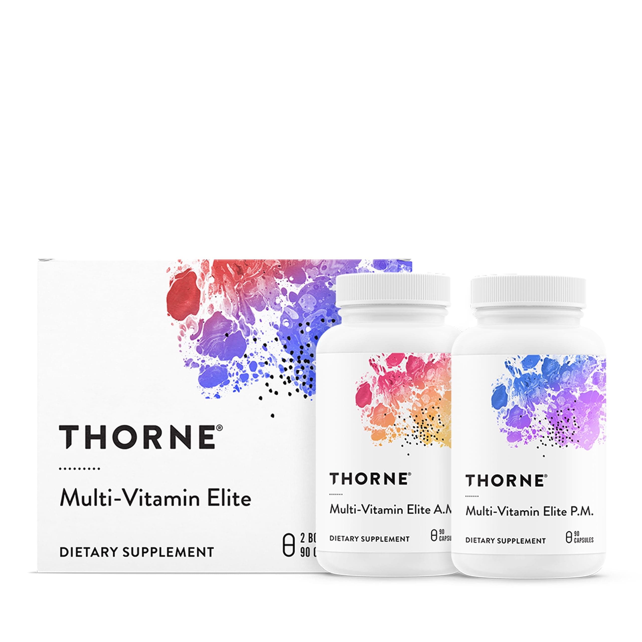 THORNE - Multi-Vitamin Elite - Daily Nutritional Supplement - Two Formulas Support Cellular Energy Production, Restful Sleep & More* - Third-Party Certified - Gluten, Dairy & Soy-Free - 180 Capsules