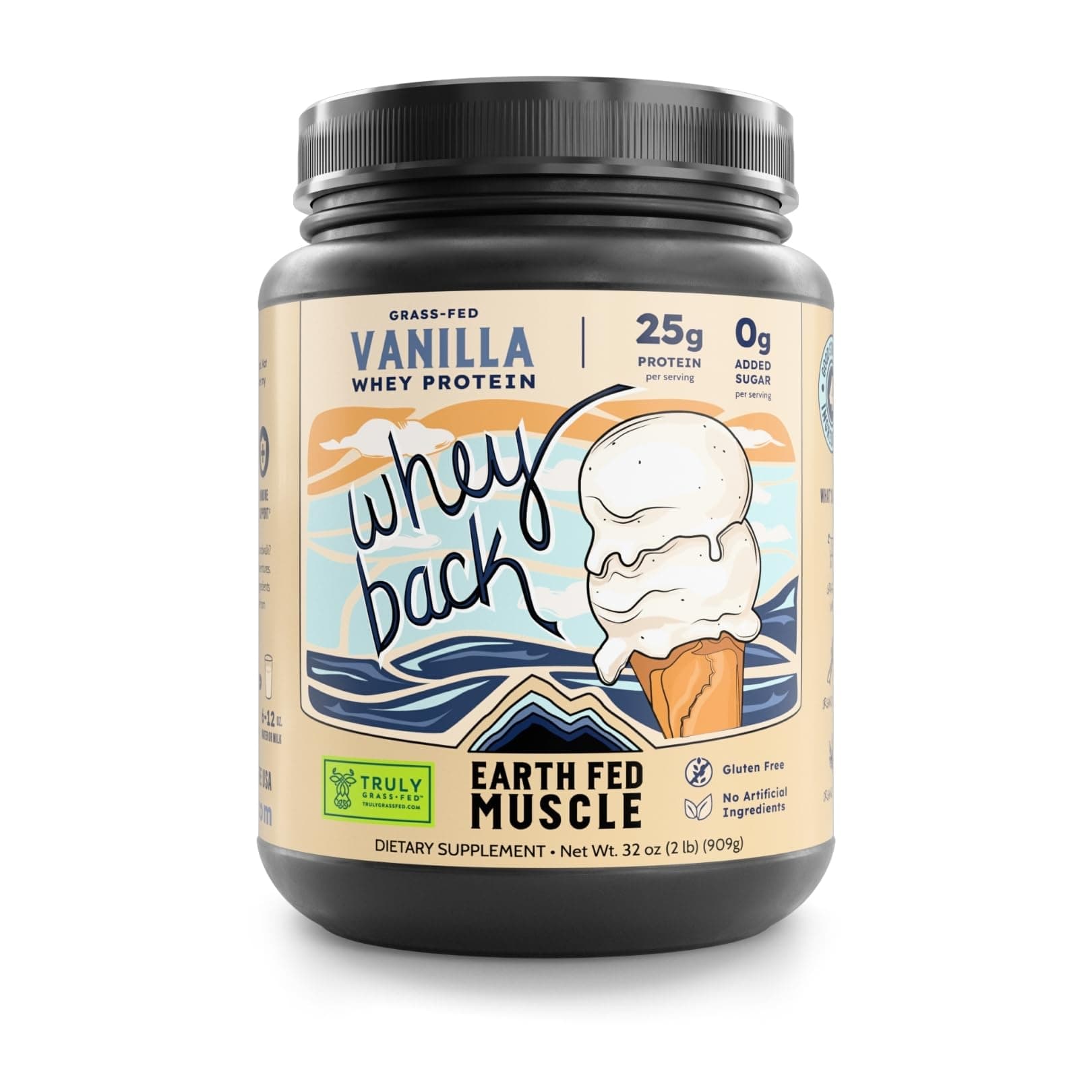 Whey Back Irish Grass Fed Whey Protein Isolate, Third-Party Certified. 25g Protein, Vanilla - Non-GMO, Hormone Free, Soy Free, Gluten Free - 2 LB, 29 Servings