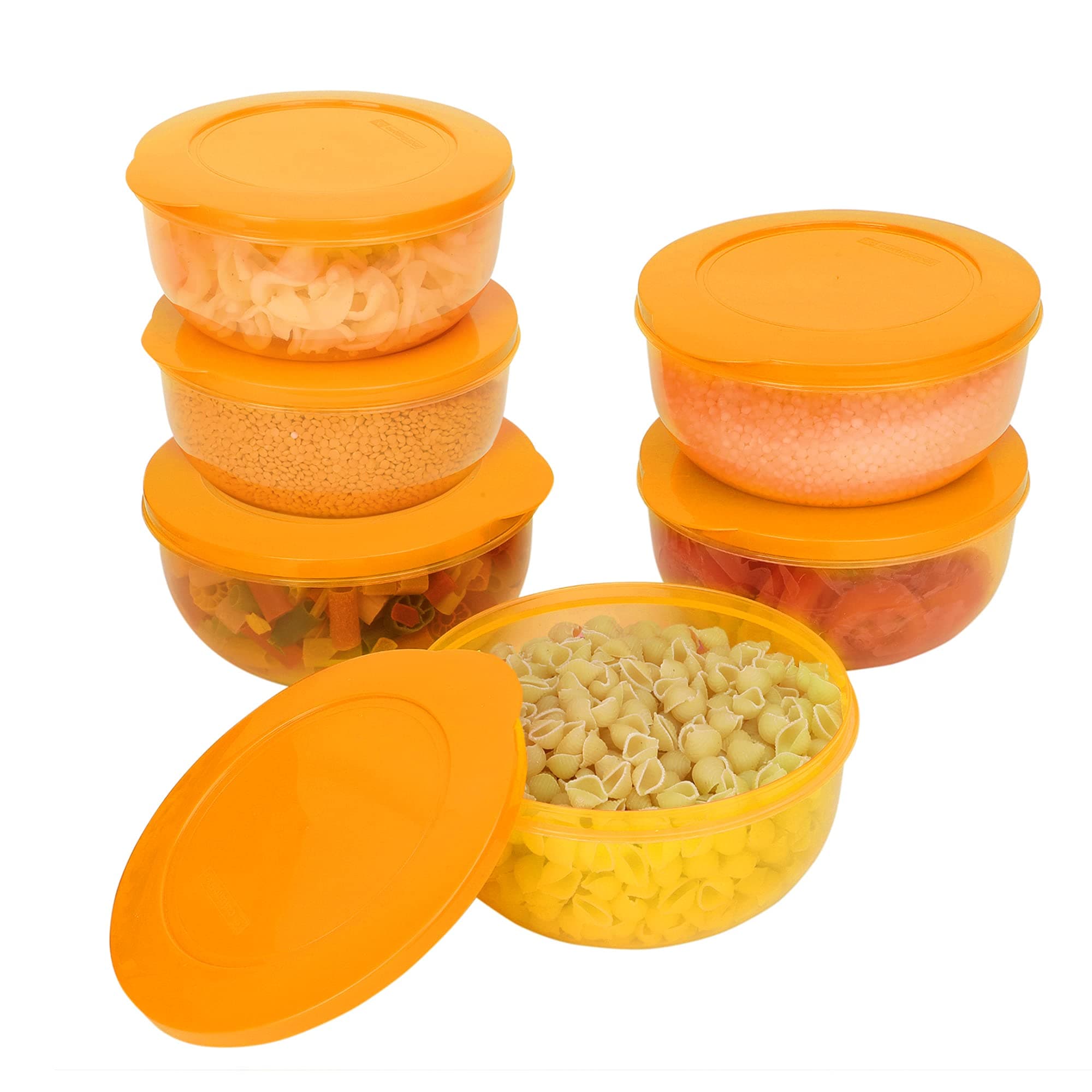 Cutting EDGEEco-Storage Plastic Container Set for Kitchen & Refrigerator, Set of 6 - (Orange, 400 ML)