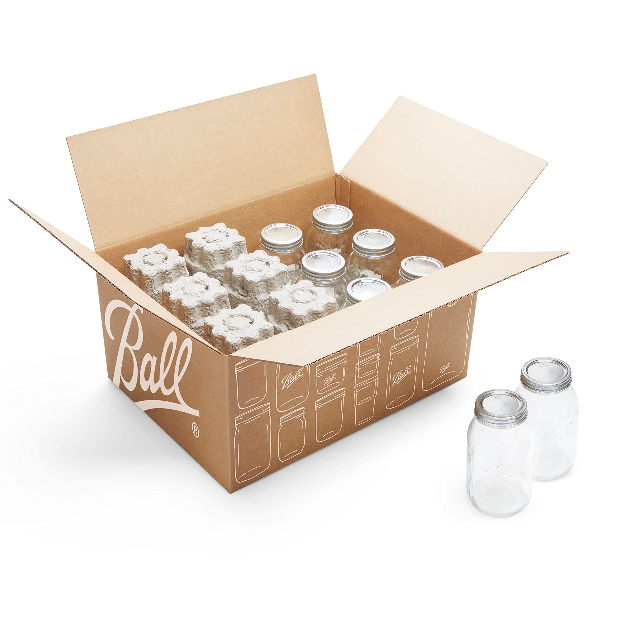 Ball Regular Mouth Quart (32oz) Canning Jars, 12 Pack, CLear