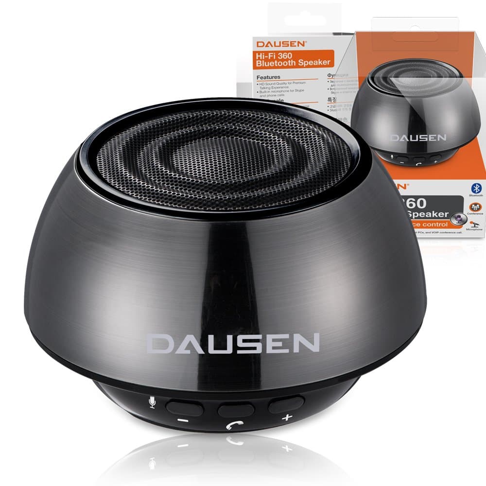 Universal Portable HI-FI 360 Bluetooth Speaker for Bluetooth Enabled Devices, Modern Circular design, Silver by Dausen