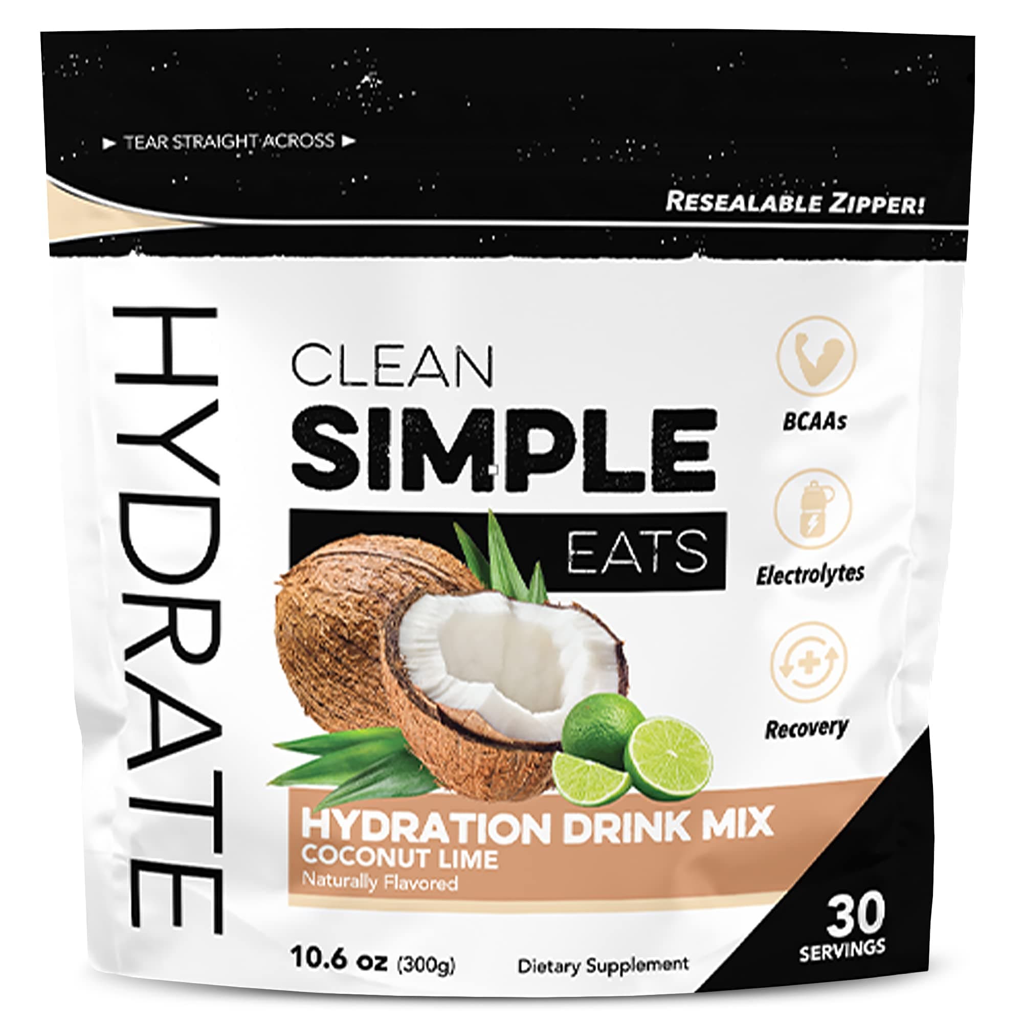 Clean Simple EatsCoconut Lime Hydration Drink Mix with Natural Electrolytes, 30 servings
