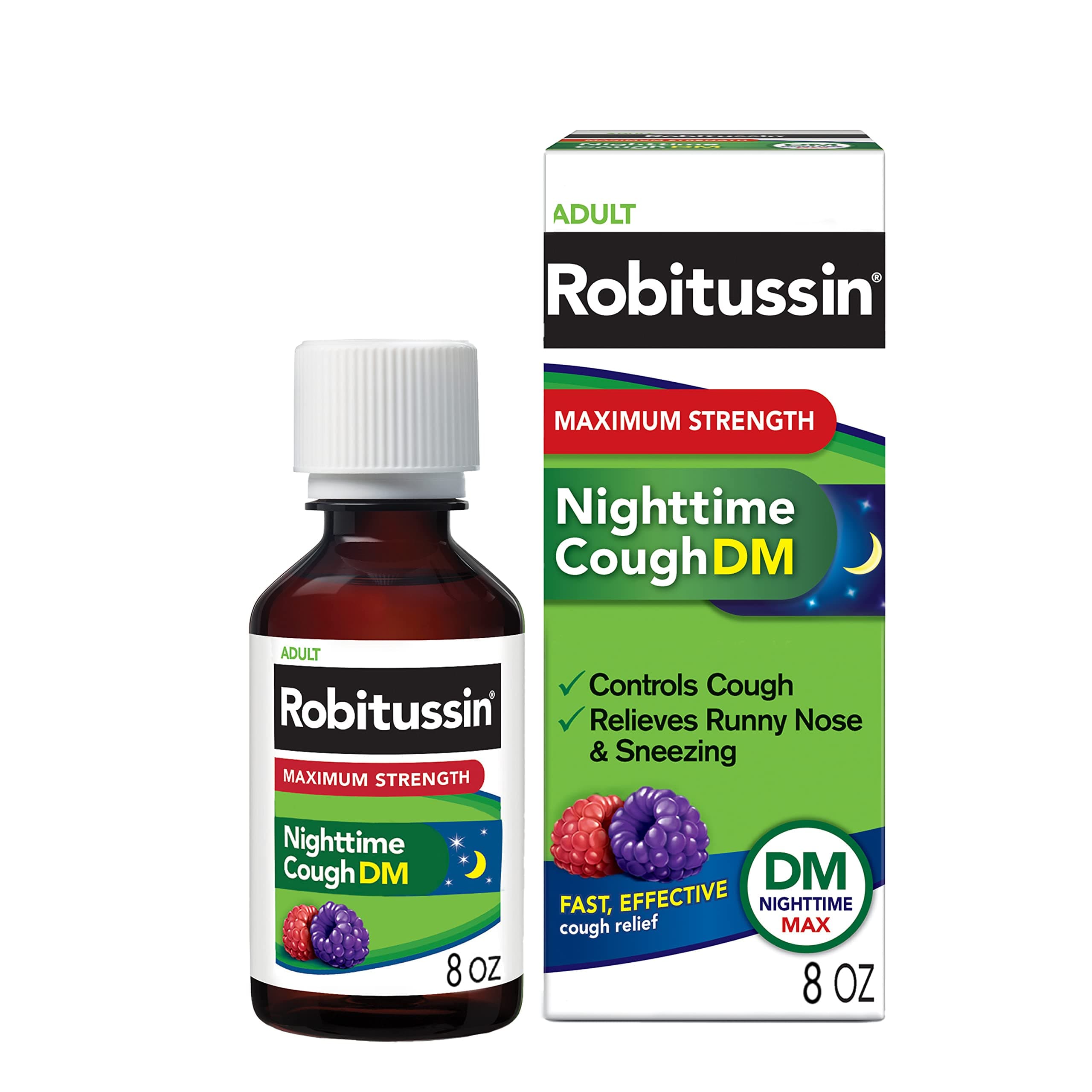 Maximum Strength Nighttime Cough DM Max, Adult Formula, Berry Flavor - 8 Fl Oz Bottle